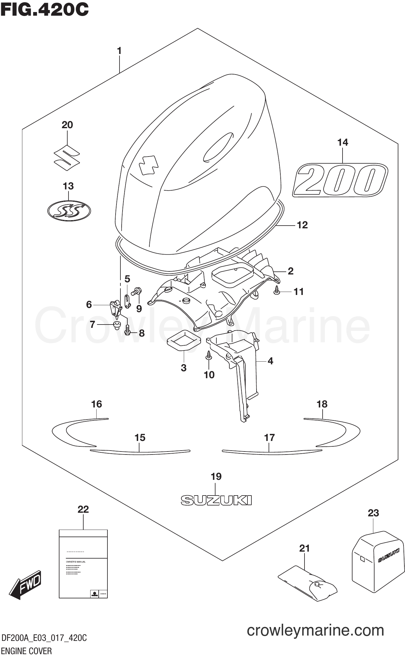 Suzuki Marine DF200AZ 710001~ - ENGINE COVER (DF200AST YKV E03)