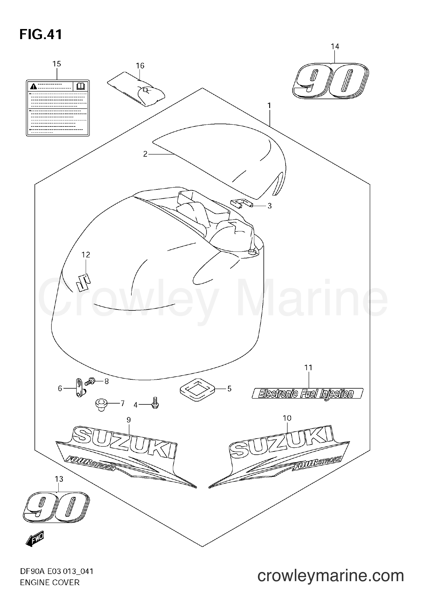 Suzuki Marine DF70A 07003F-310001~ - ENGINE COVER (DF90A E3)