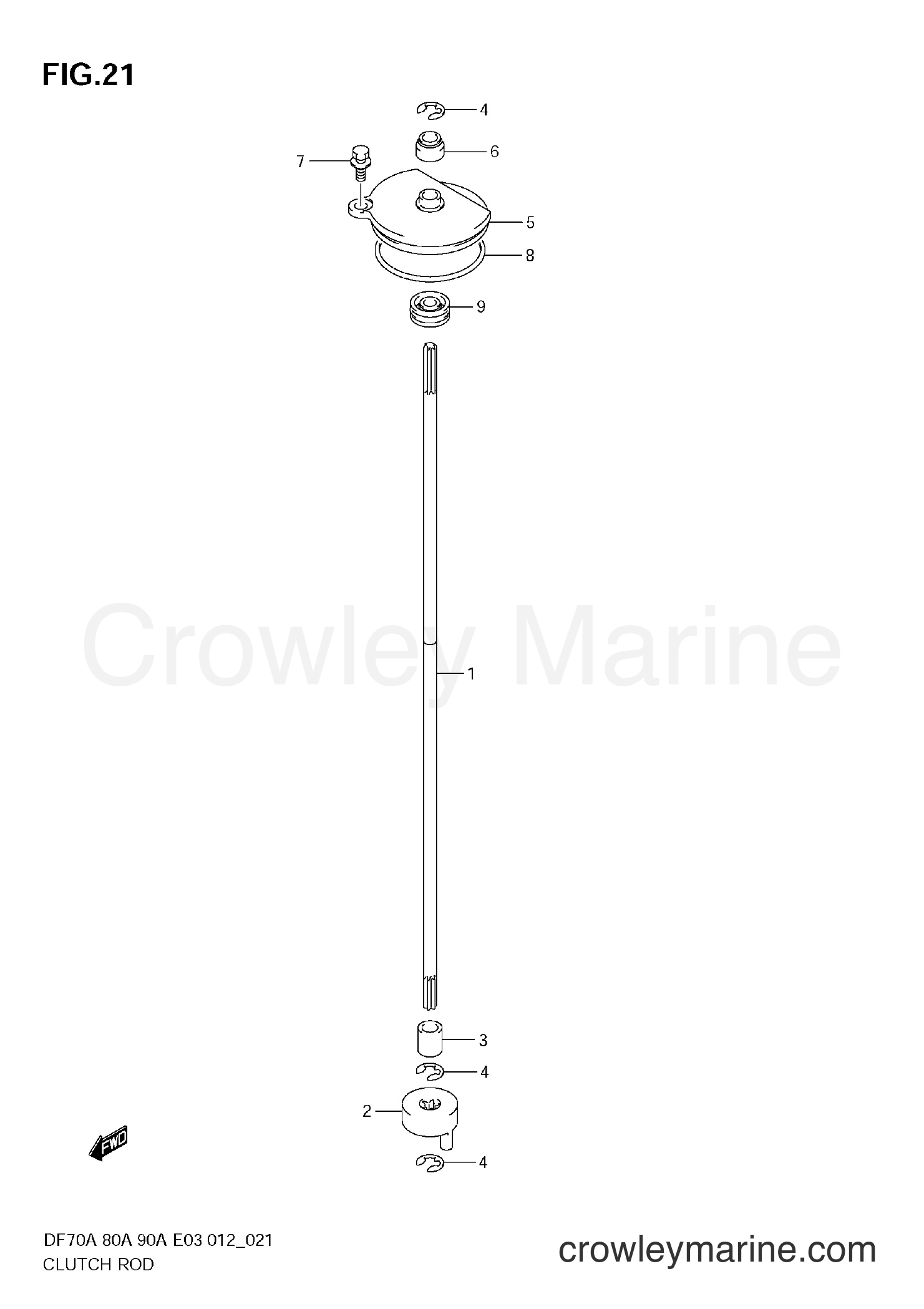 CLUTCH ROD Serial Range FourStroke Outboard 70 DF70A 07003F210001