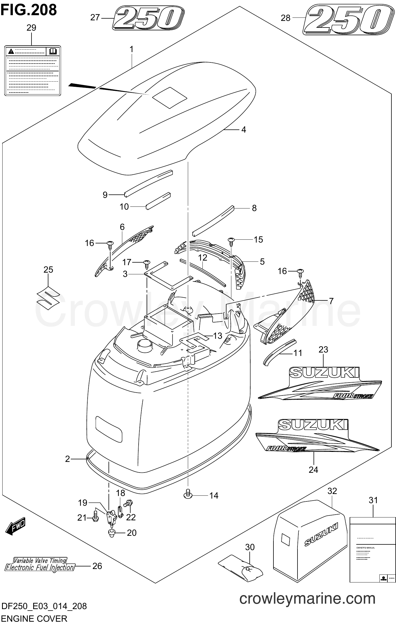 Suzuki Marine DF200 410001~ - ENGINE COVER (FOR Y5S)(DF250Z E03)