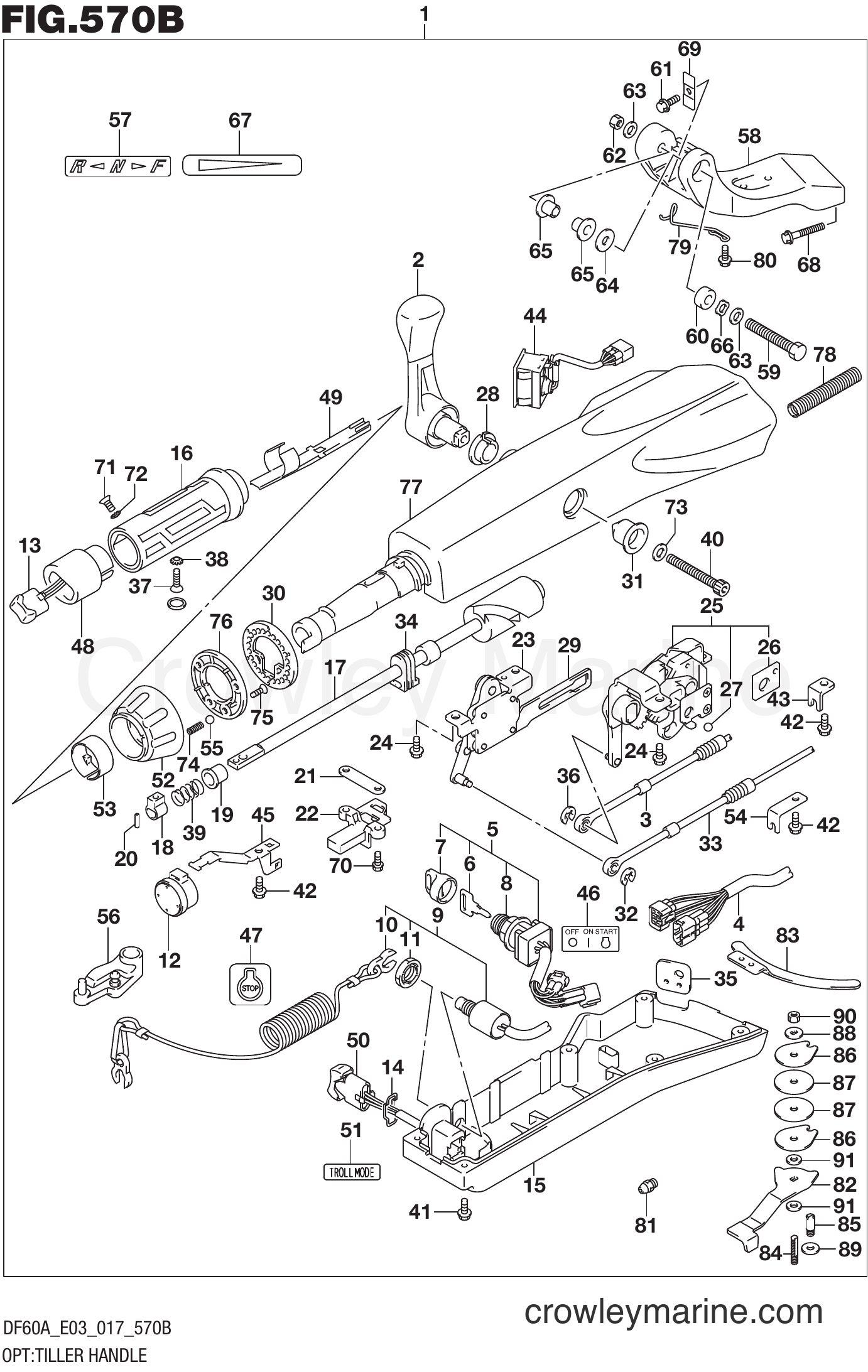 Suzuki Marine DF40A 710001~ - OPT:TILLER HANDLE (DF50A E03)