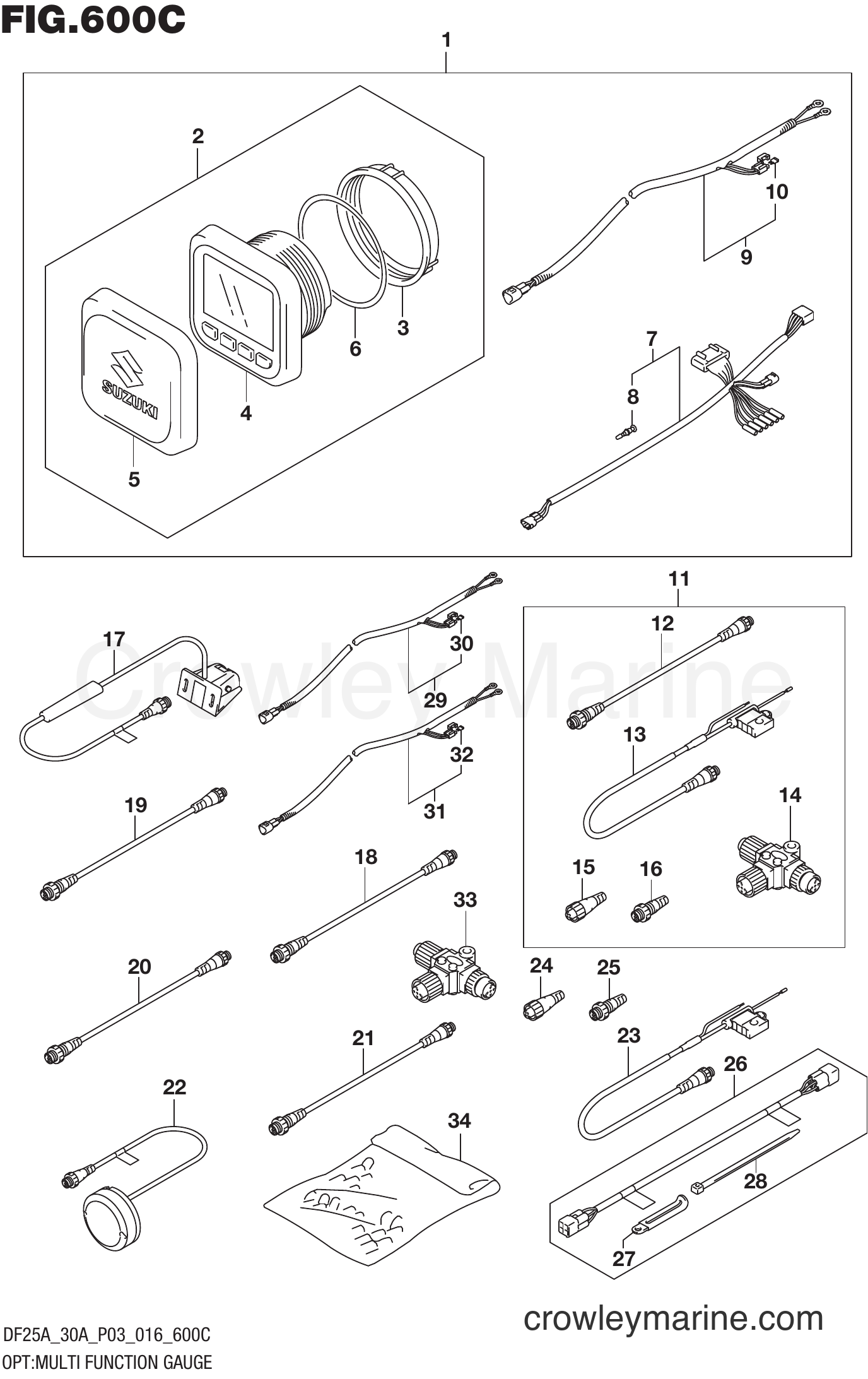 Suzuki Marine DF25A 610001~ - OPT:MULTI FUNCTION GAUGE (DF30AT P03)