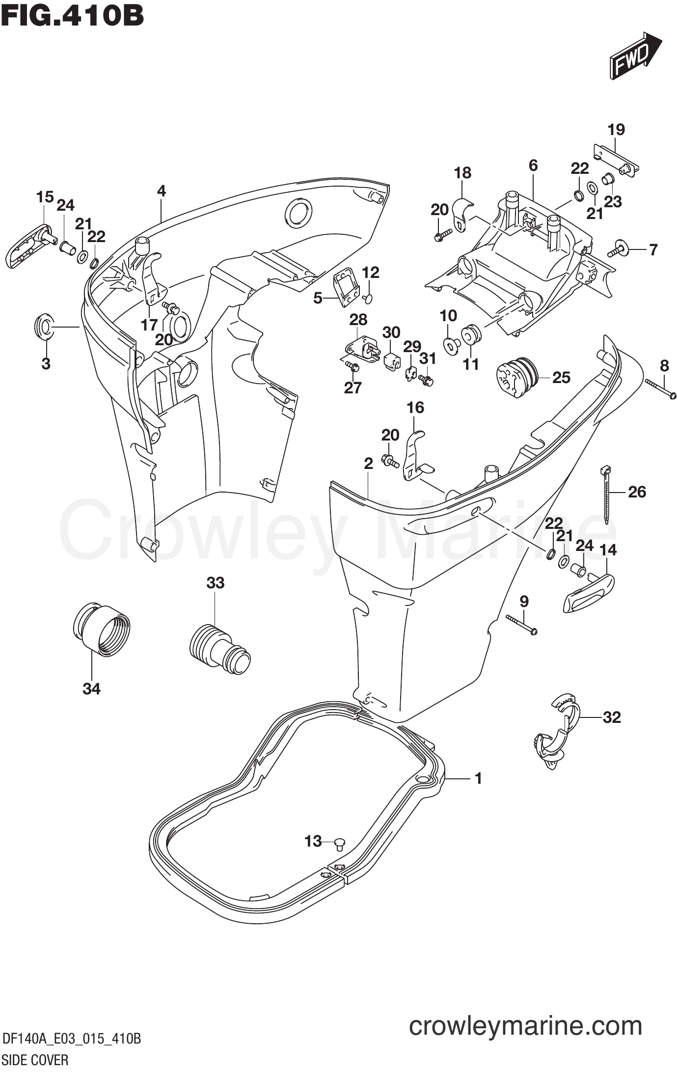 Suzuki Marine DF140AT 510001~ - SIDE COVER (DF115AT E03)
