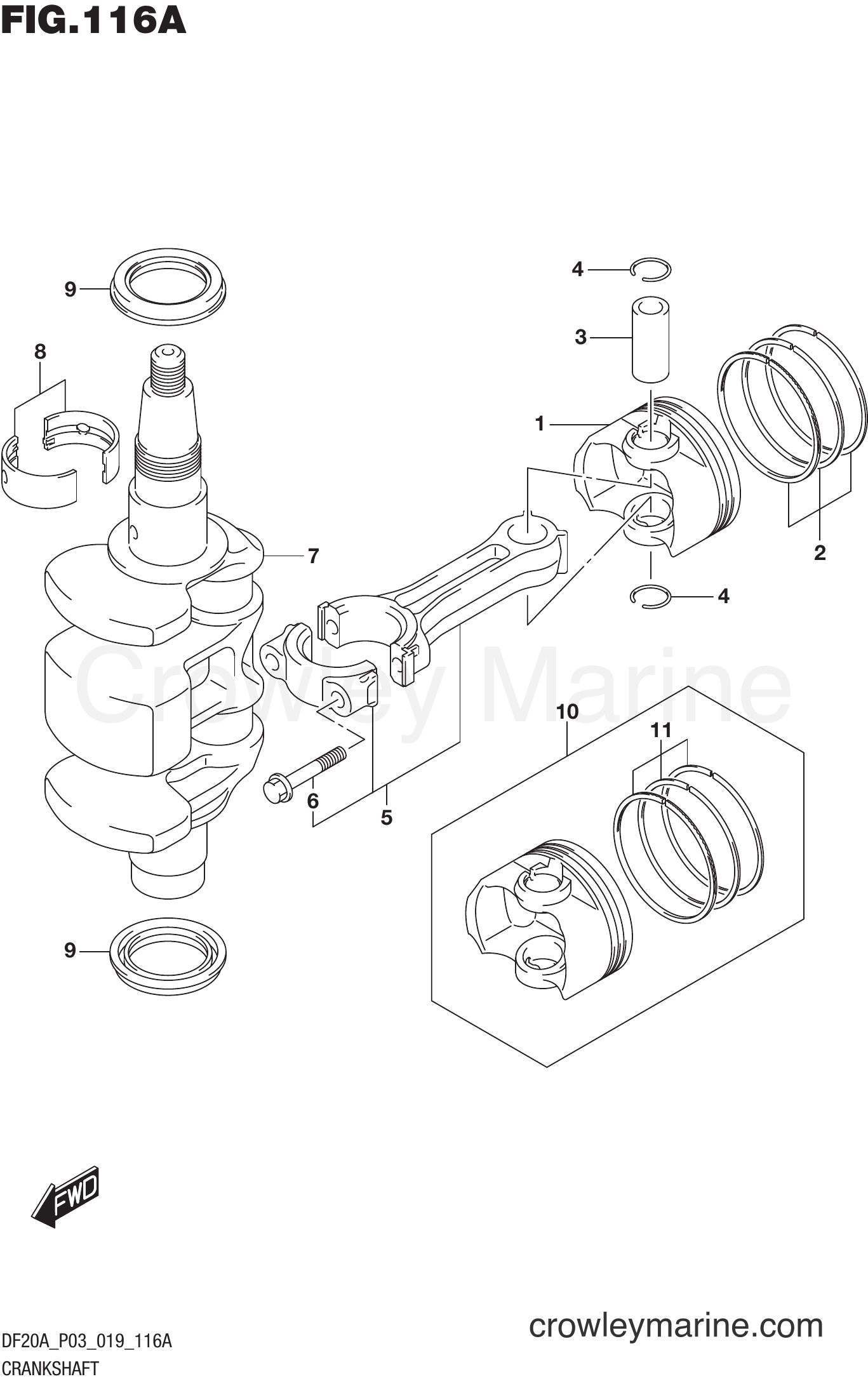 Suzuki Marine DF9.9BTH 910001~ - CRANKSHAFT