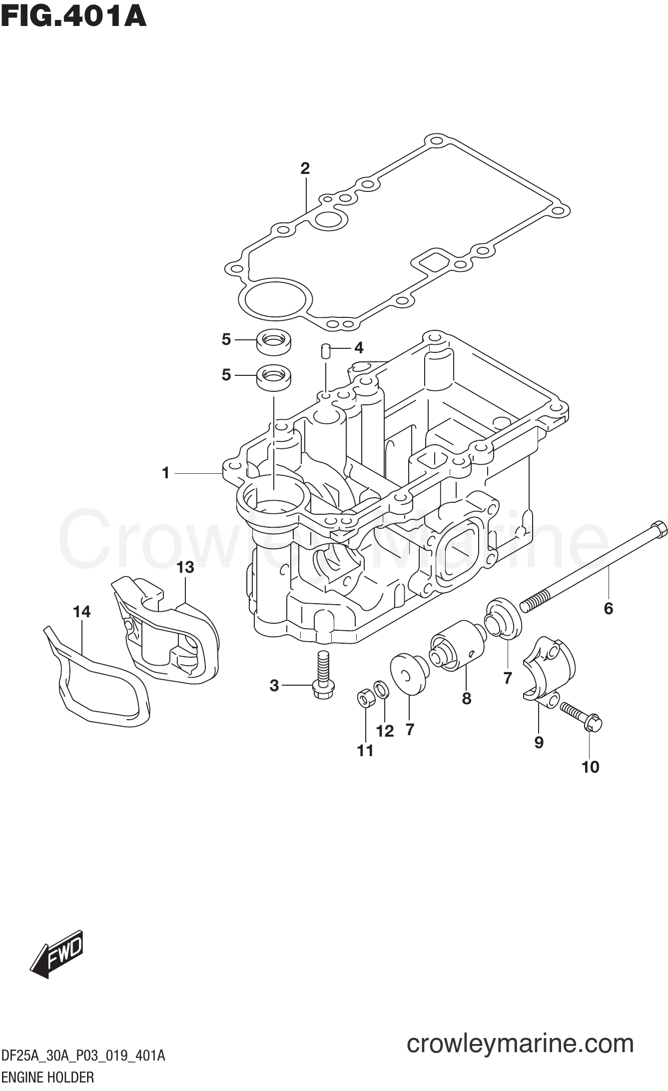 Suzuki Marine DF25ATH 910001~ - ENGINE HOLDER