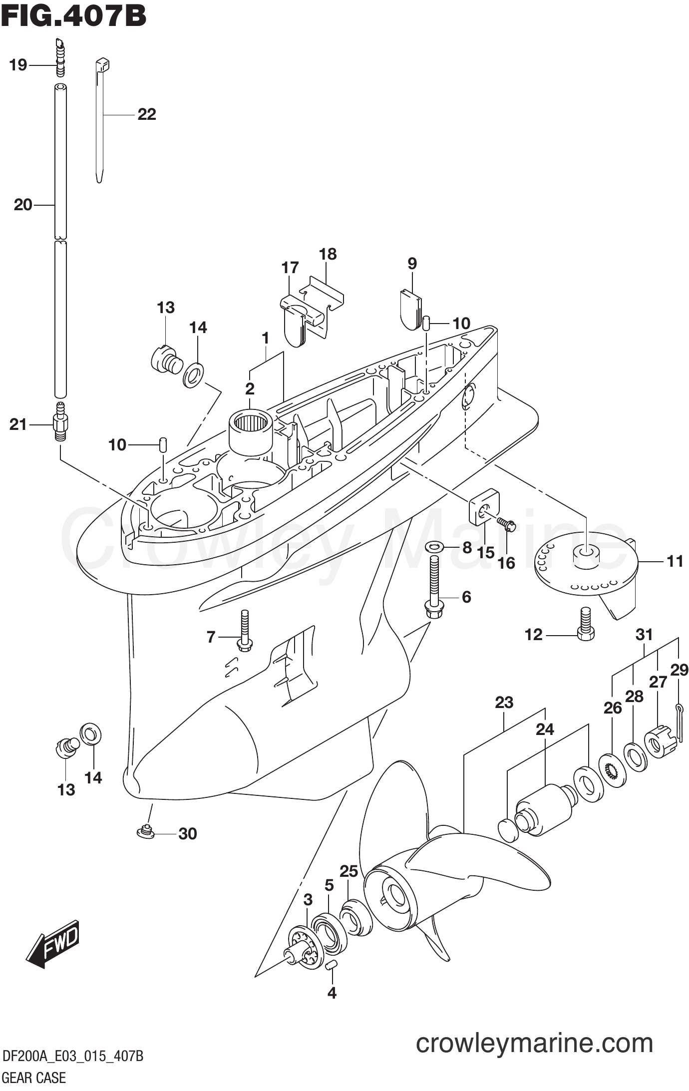 Suzuki Marine DF200AT 510001~ - GEAR CASE (DF200AZ E03)