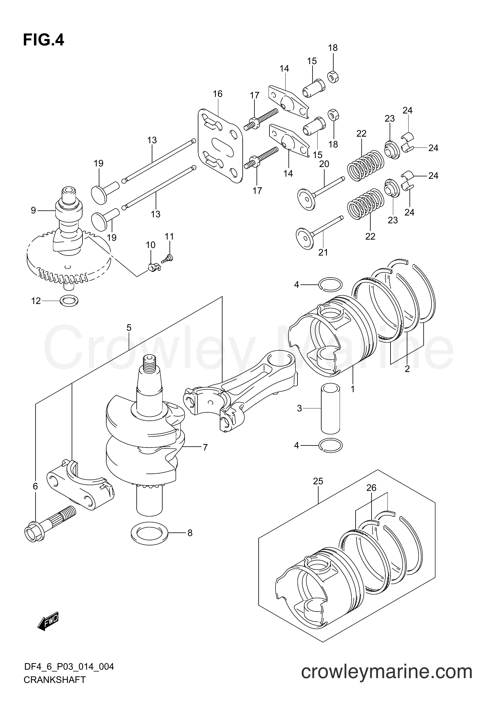 Suzuki Marine DF6 00602F-410001~ - CRANKSHAFT