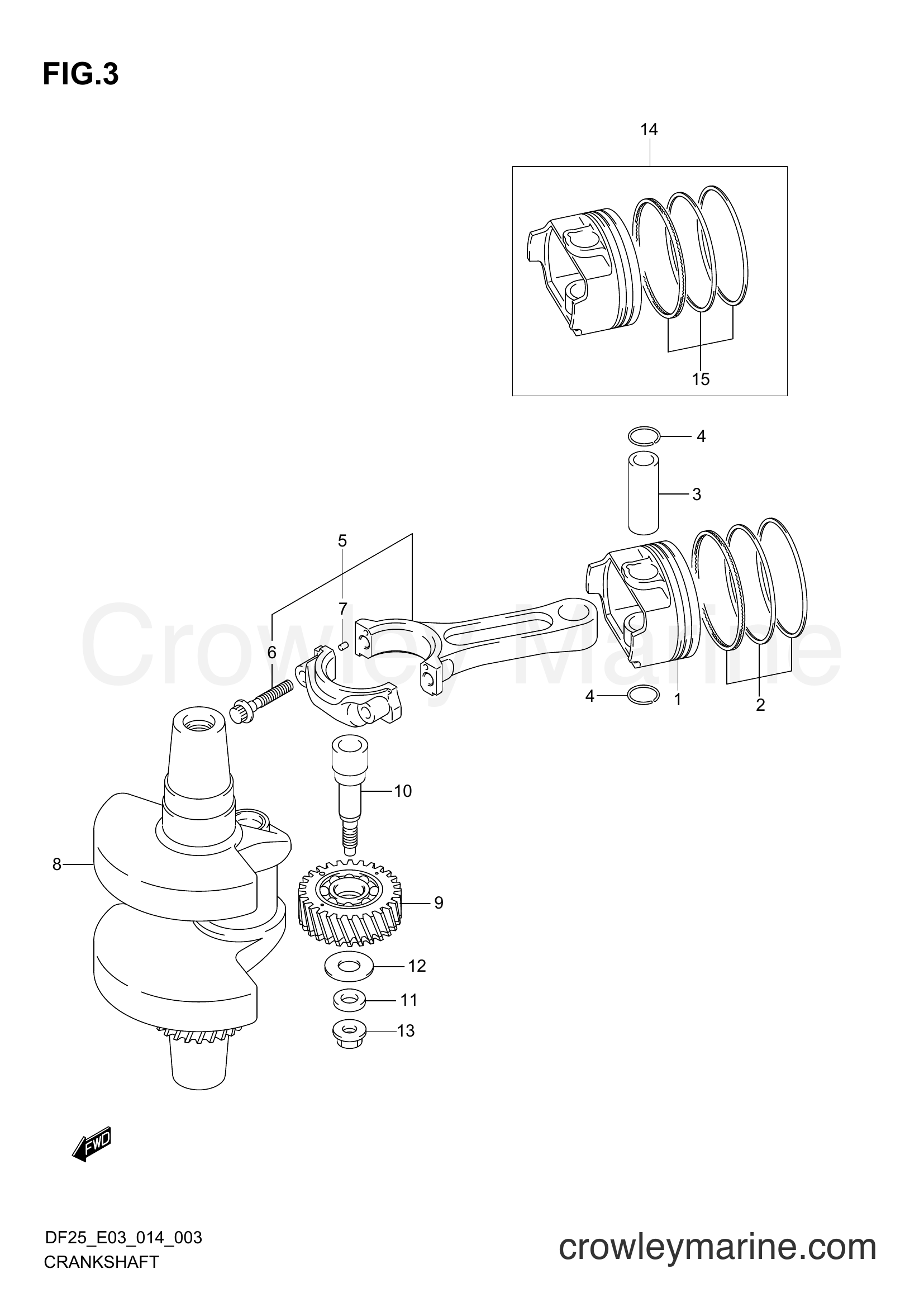 Suzuki Marine DF25 02503F-410001~ - CRANKSHAFT