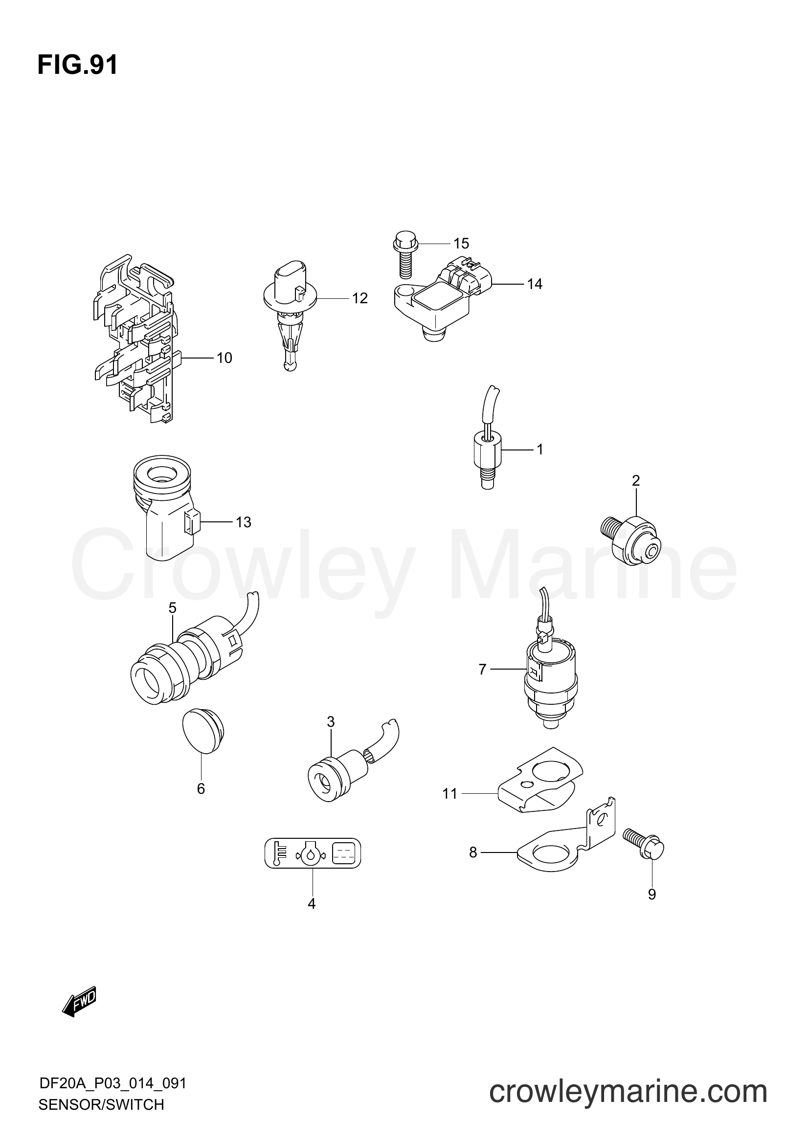 Suzuki Marine DF15A 02002F-410001~ - SENSOR/SWITCH (DF20A P03)