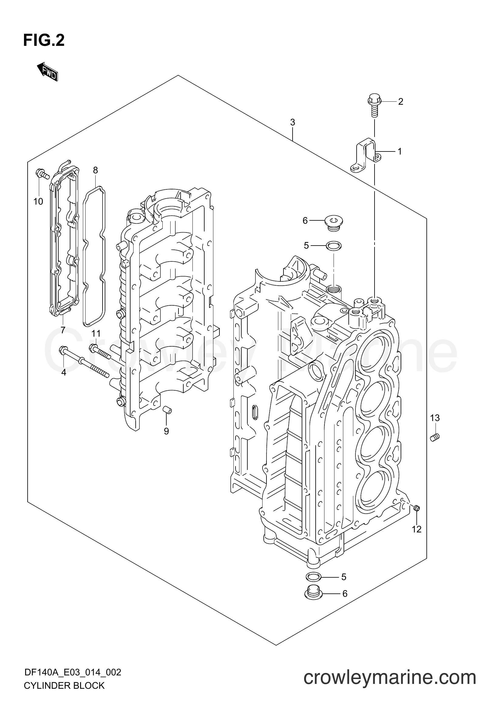 Suzuki Marine DF100 410001~ - CYLINDER BLOCK