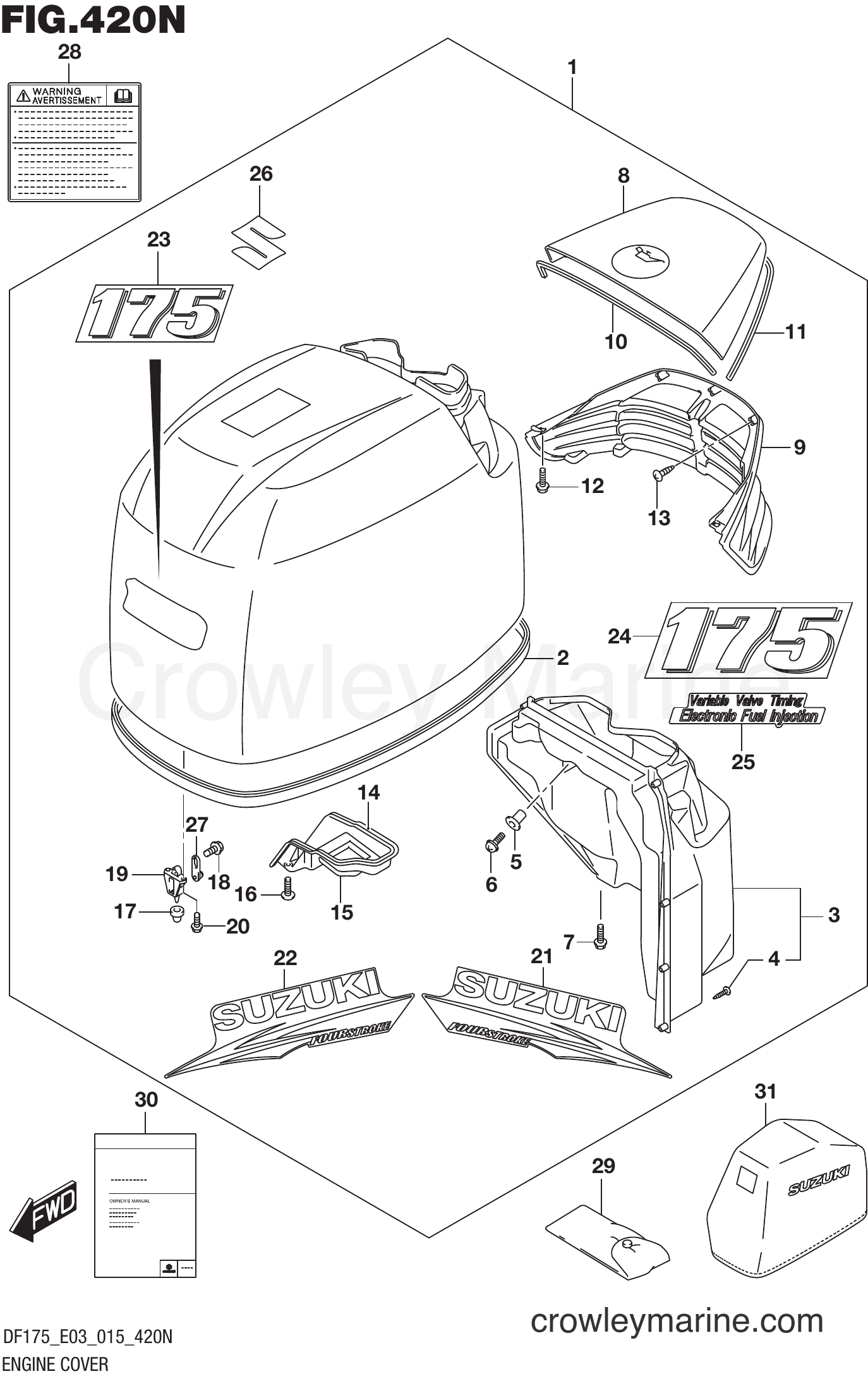 Suzuki Marine DF150 51001~ - ENGINE COVER (FOR 0EP) (DF175Z E03)
