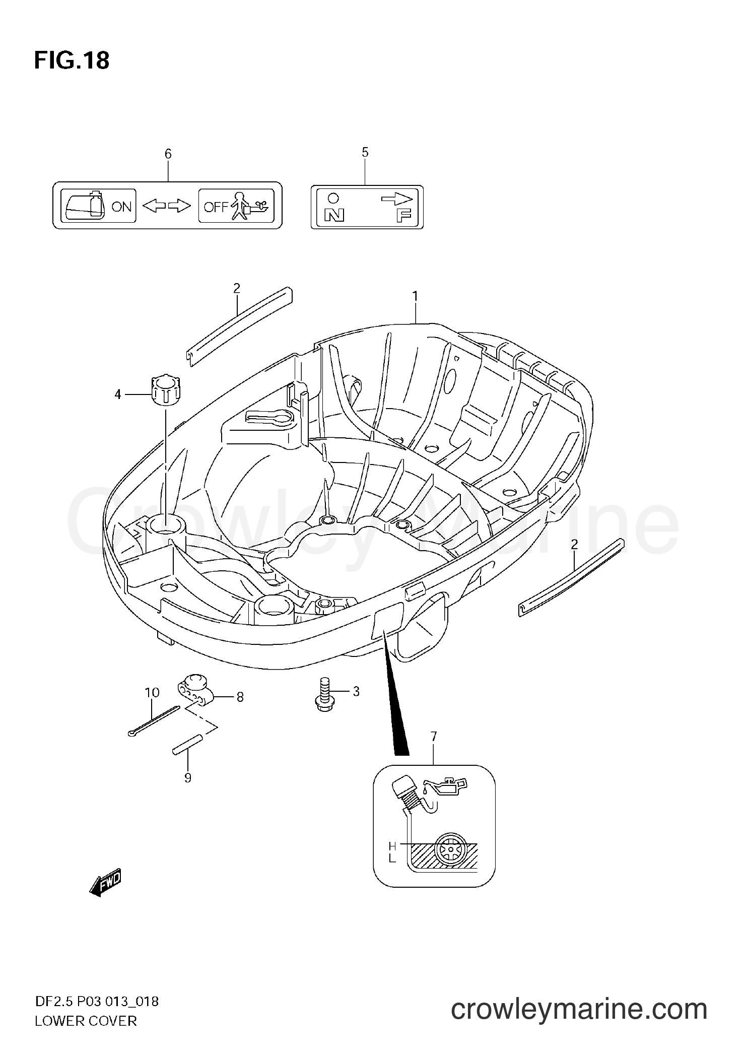 Suzuki Marine DF2.5 00252F-310001~ - LOWER COVER