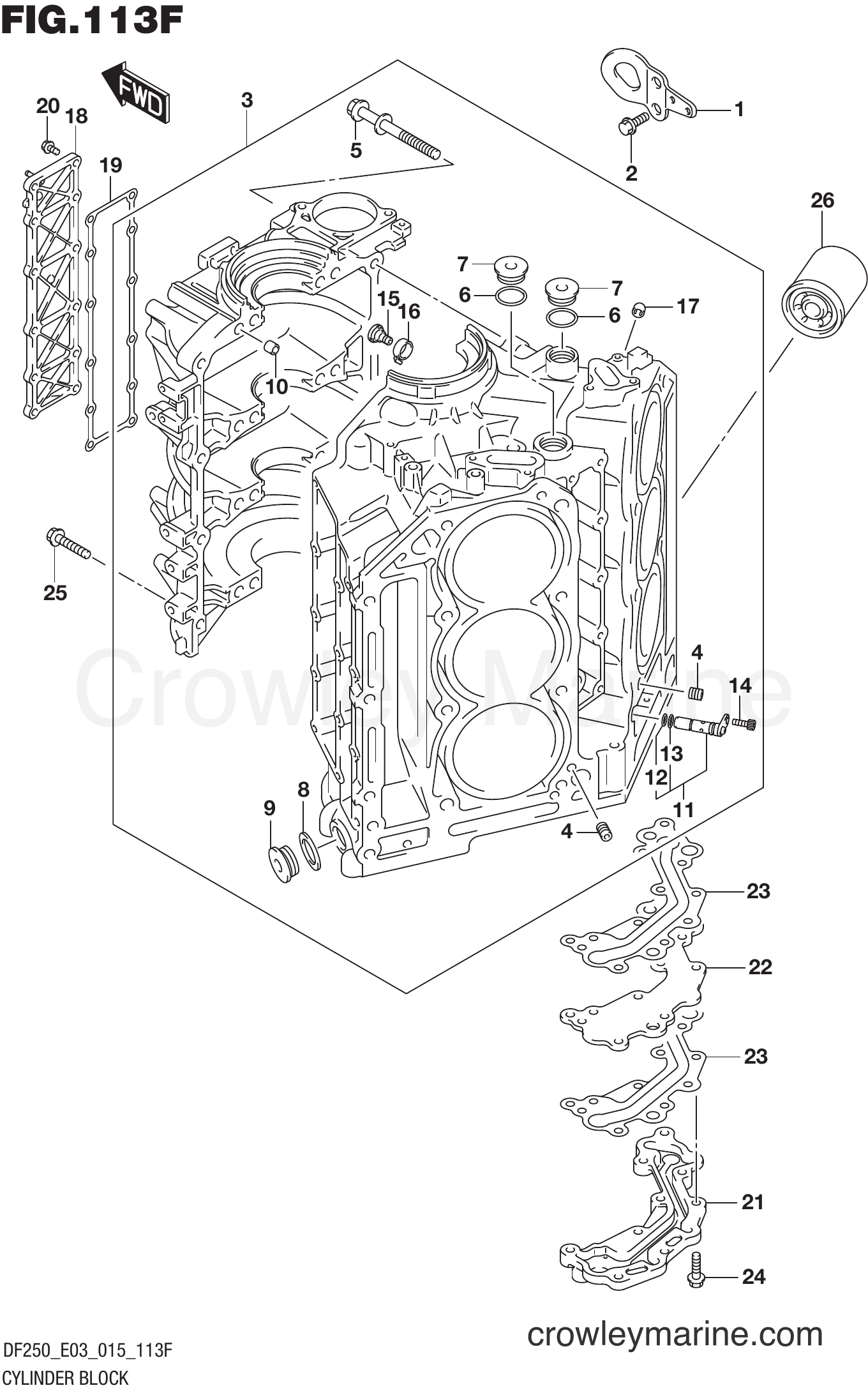 Suzuki Marine DF225Z 51001~ - CYLINDER BLOCK (DF250Z E03)