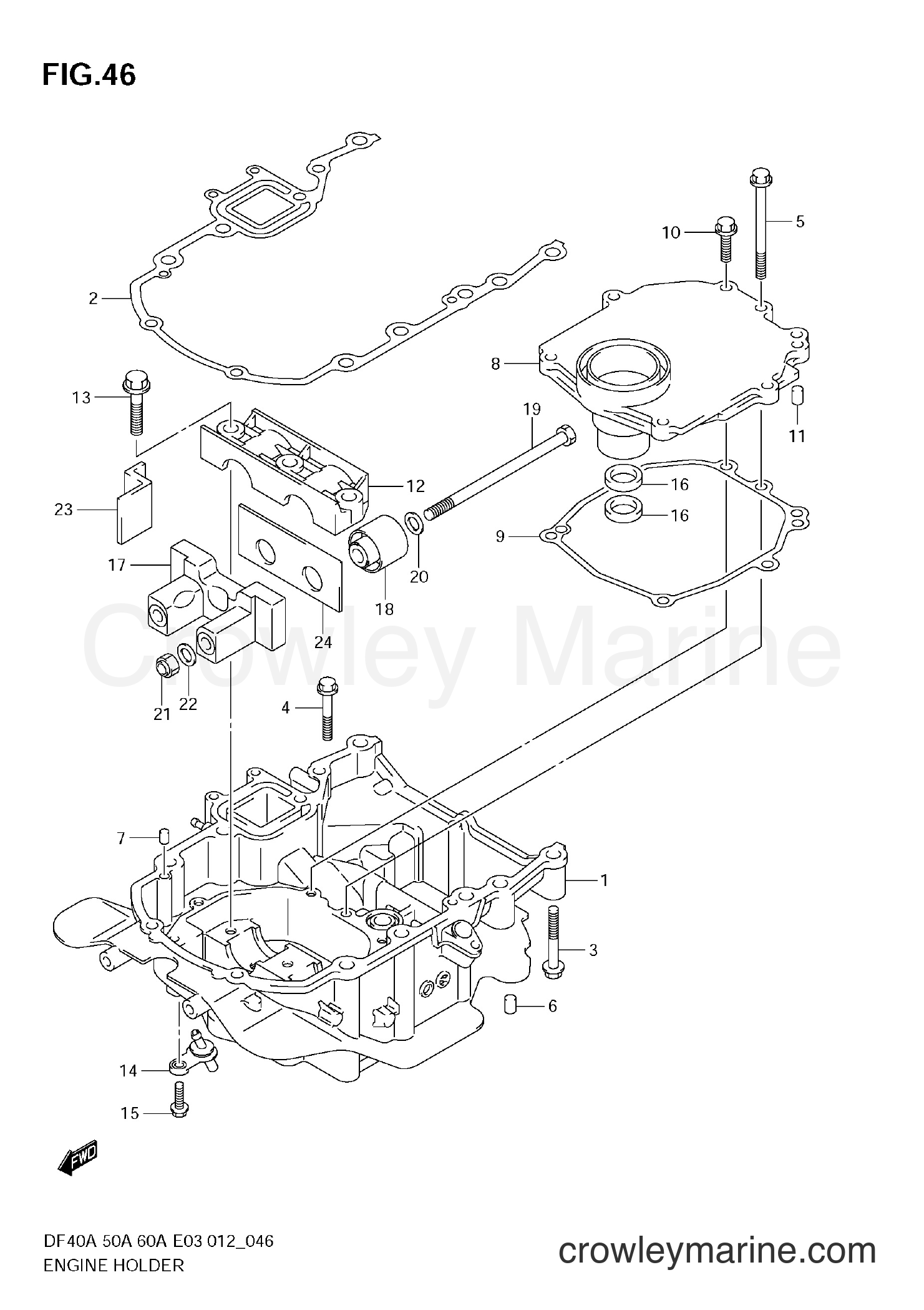 Suzuki Marine DF40A 210001~ - ENGINE HOLDER (DF50A E3)