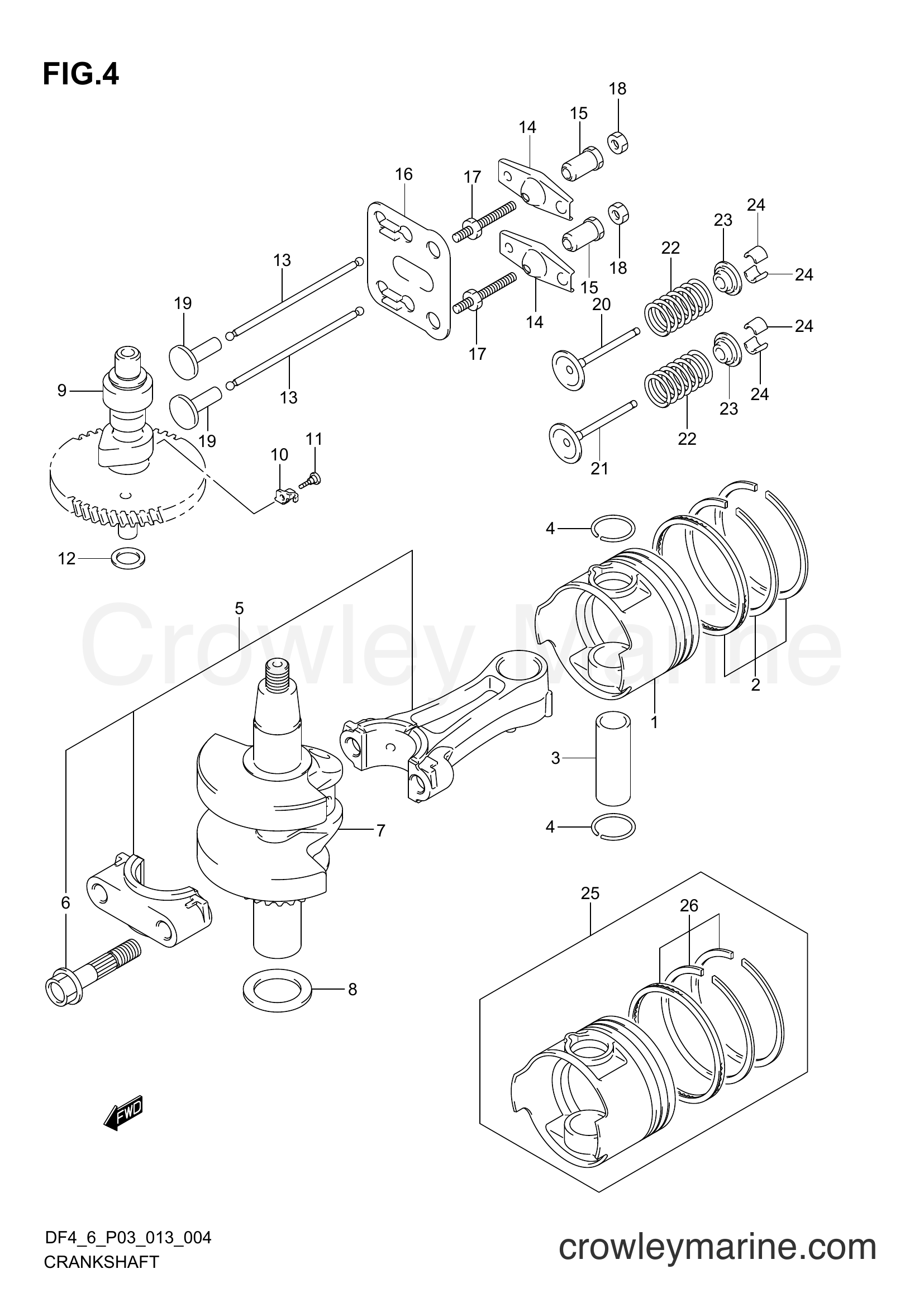 Suzuki Marine DF6 00602F-310001~ - CRANKSHAFT