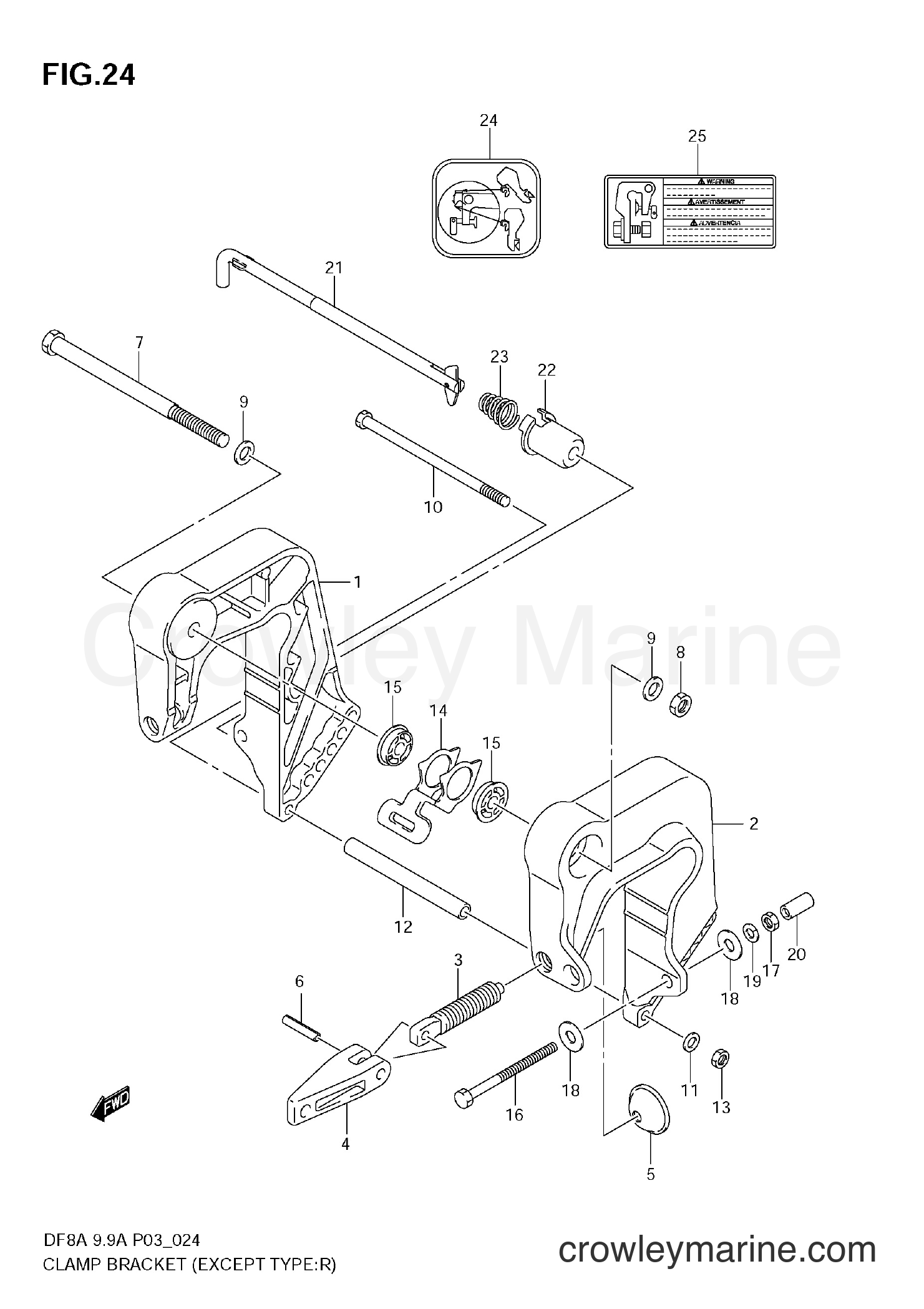 Suzuki Marine DF9.9A - CLAMP BRACKET (EXCEPT TYPE:R)