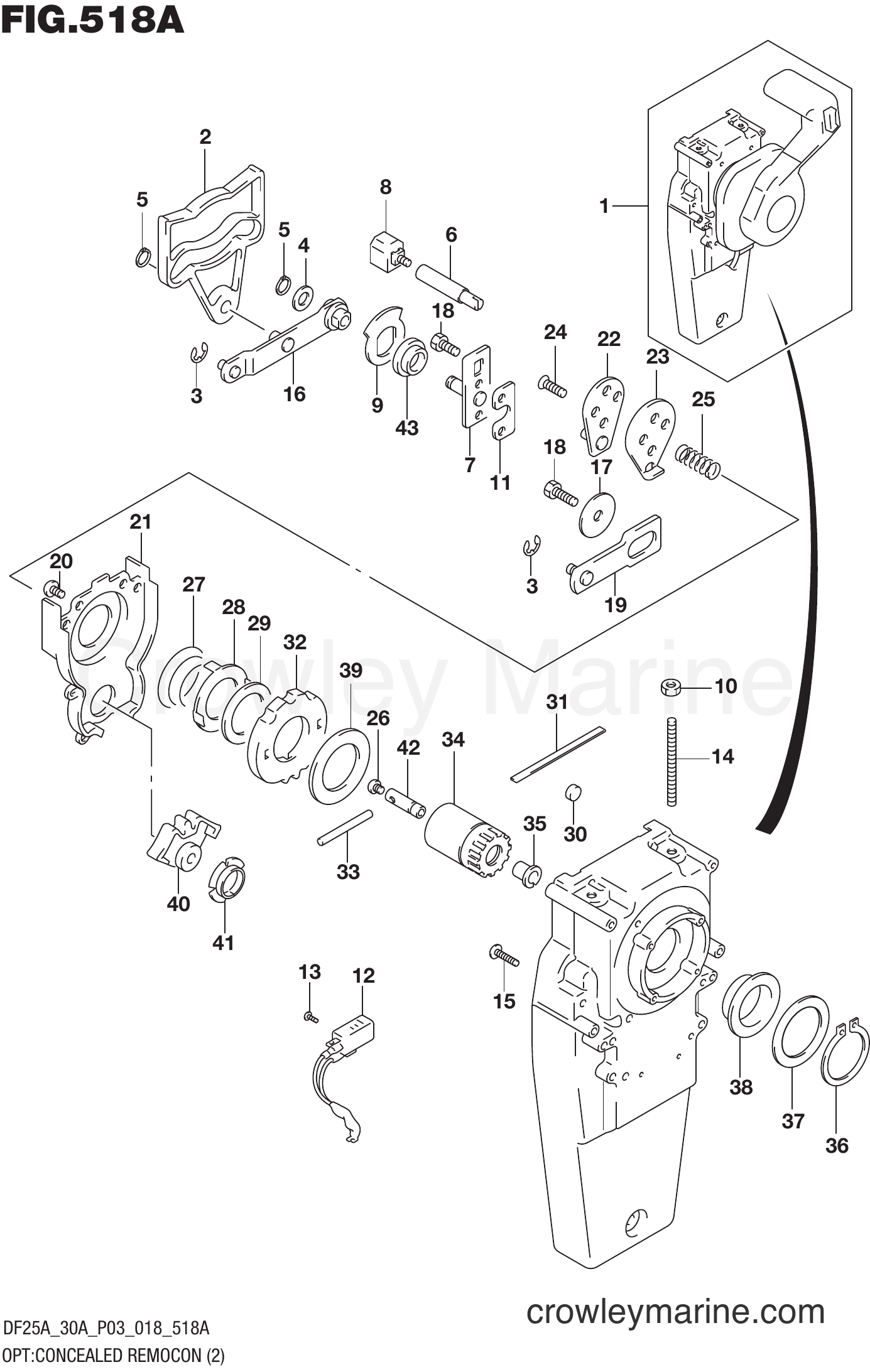Suzuki Marine DF25AT 810001~ - OPT:CONCEALED REMOCON (2) (DF25AT)(DF30AT)