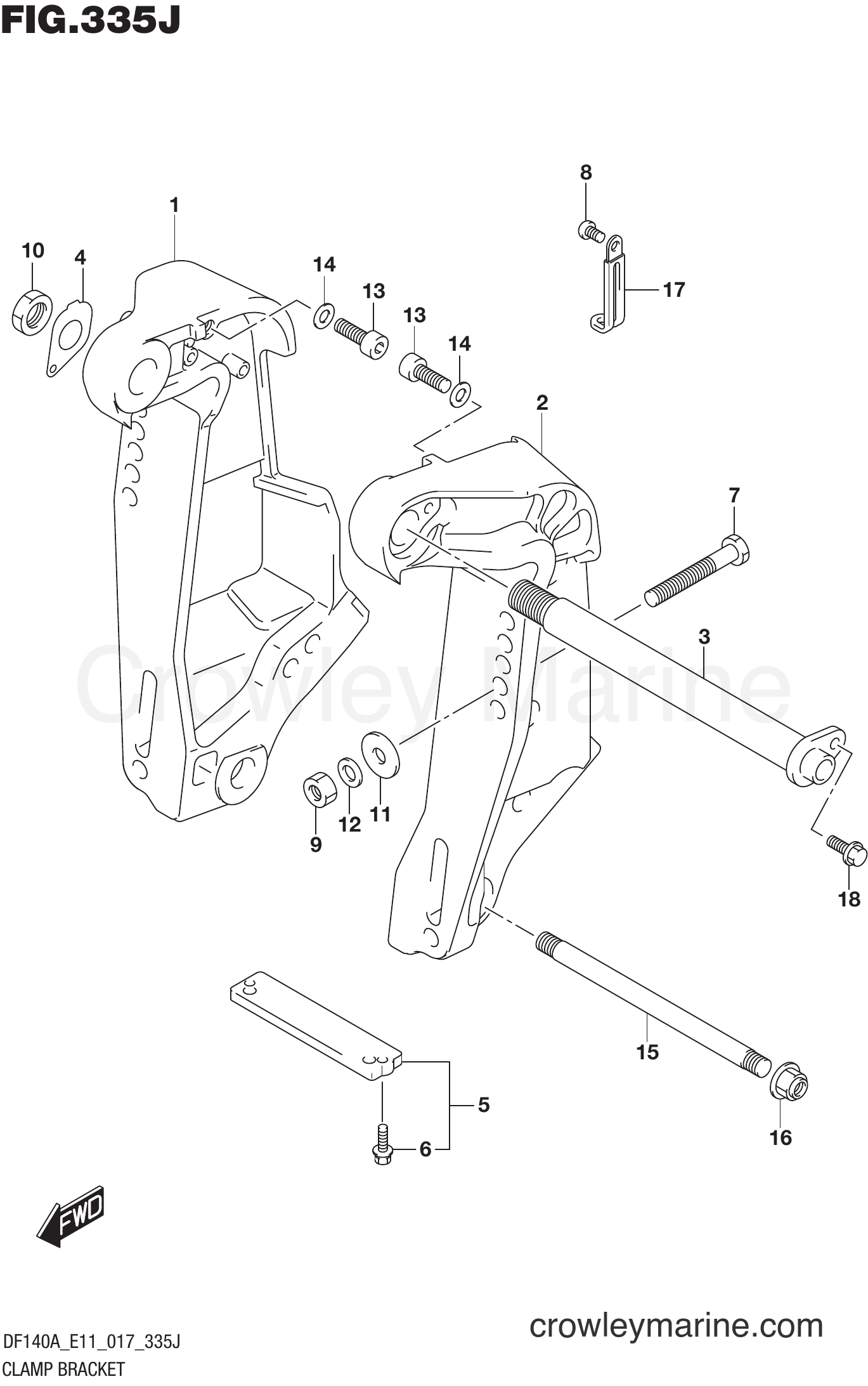 Suzuki Marine DF115AT 710001~ - CLAMP BRACKET (DF140AZ E40)