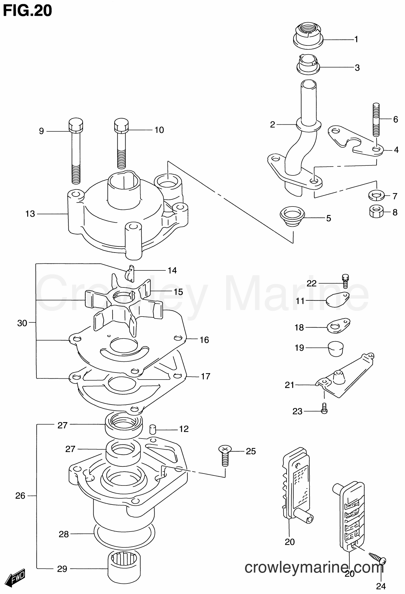 1986 Two-Stroke Outboard 115 - DT115 - WATER PUMP (DT115S/140EFI)