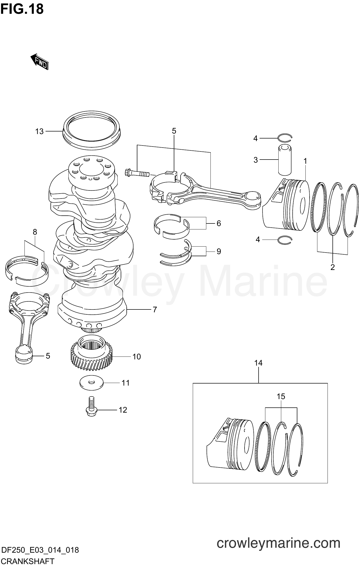 Suzuki Marine DF250 410001~ - CRANKSHAFT (DF225T E03)