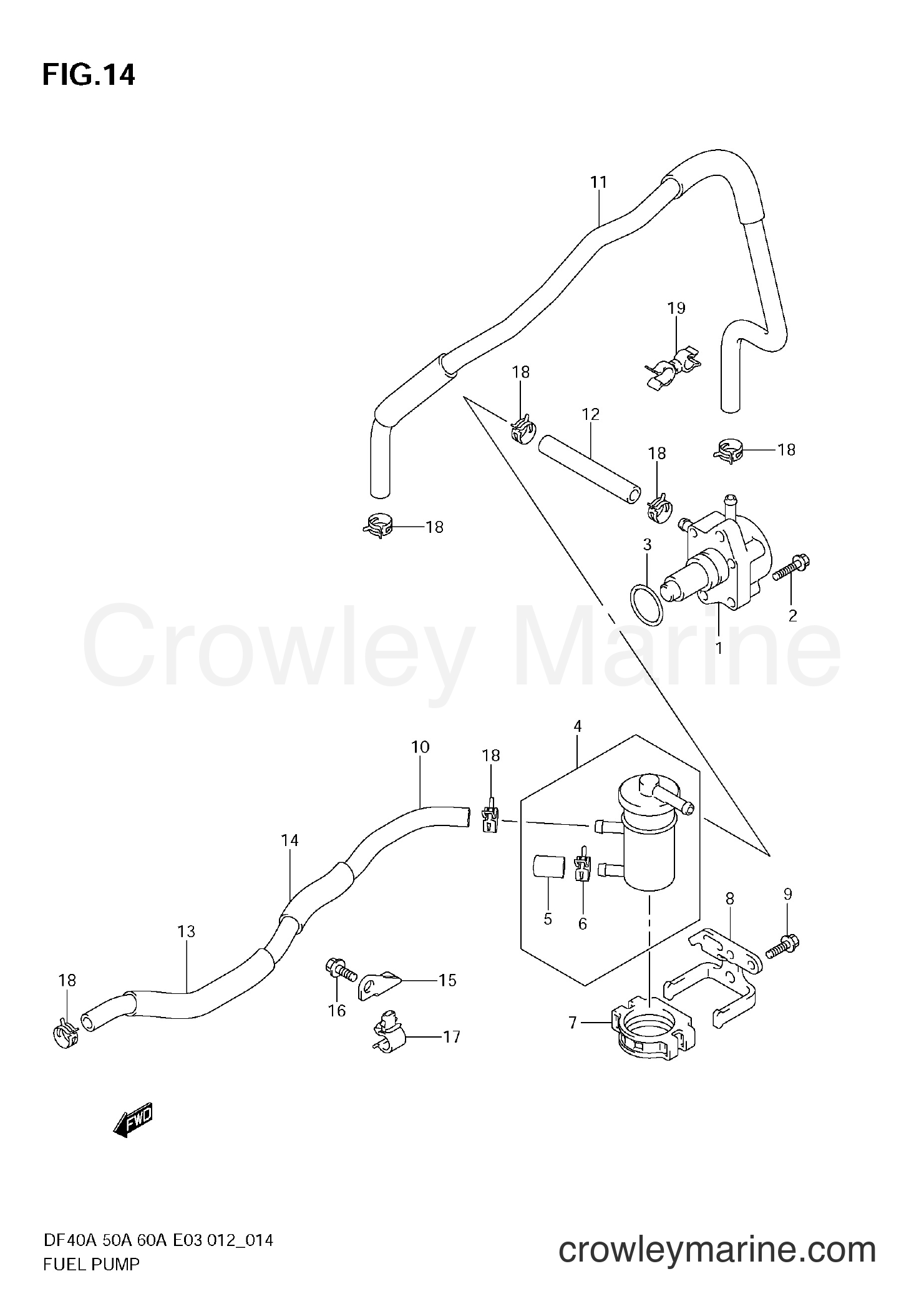 Suzuki Marine DF40A 210001~ - FUEL PUMP (DF60A E3)