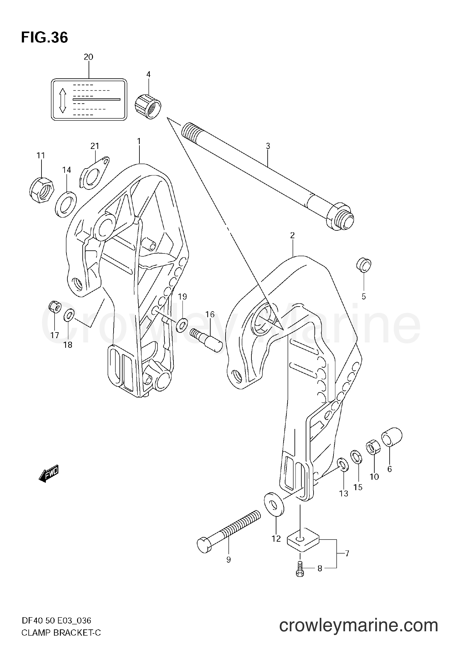 Suzuki Marine DF50 - CLAMP BRACKET (MODEL:01~10)