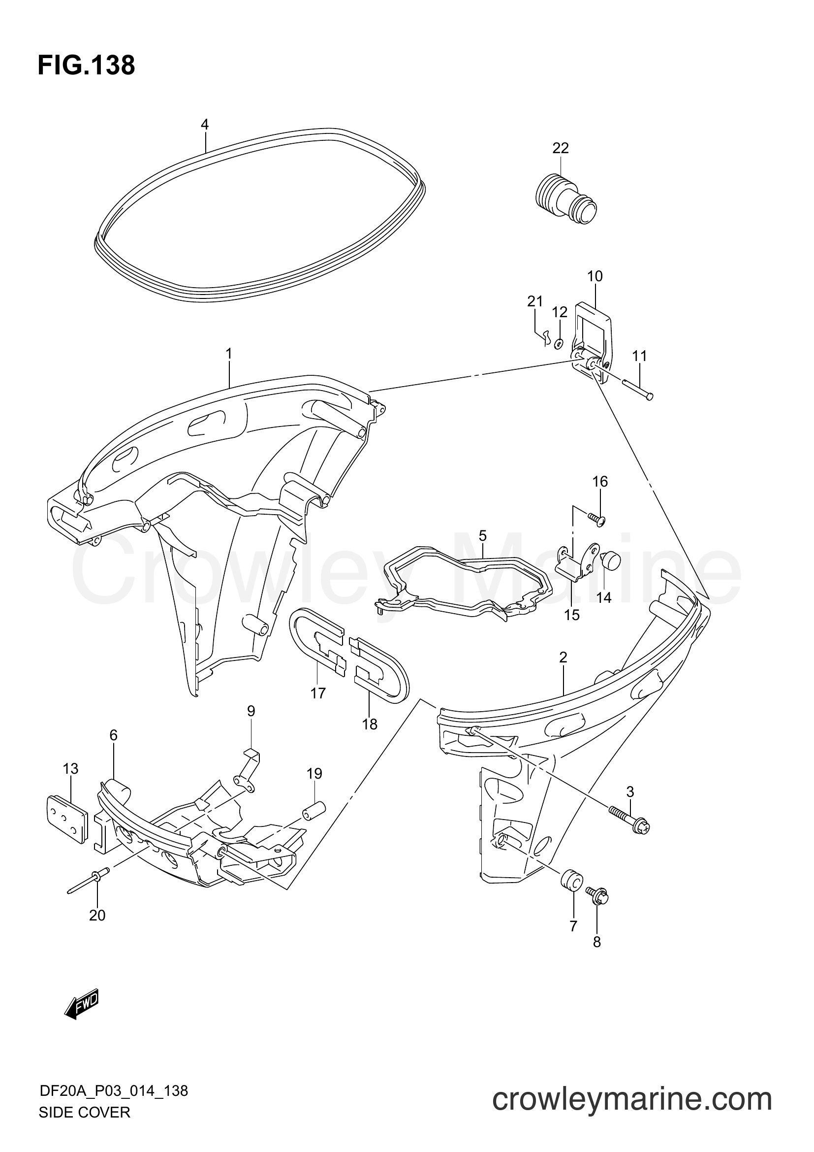 Suzuki Marine DF15A 02002F-410001~ - SIDE COVER (DF20AR P03)