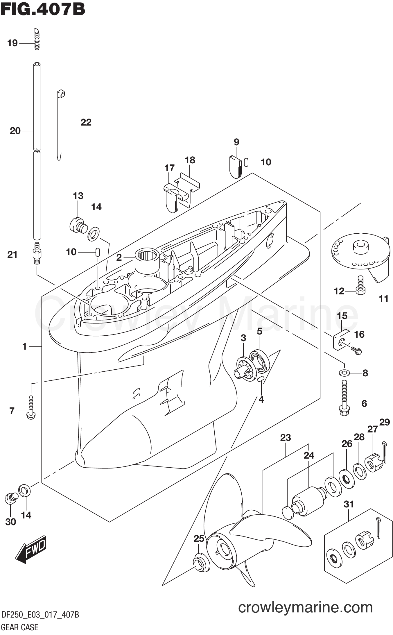 Suzuki Marine DF200T 710001 - GEAR CASE (DF200Z E03)