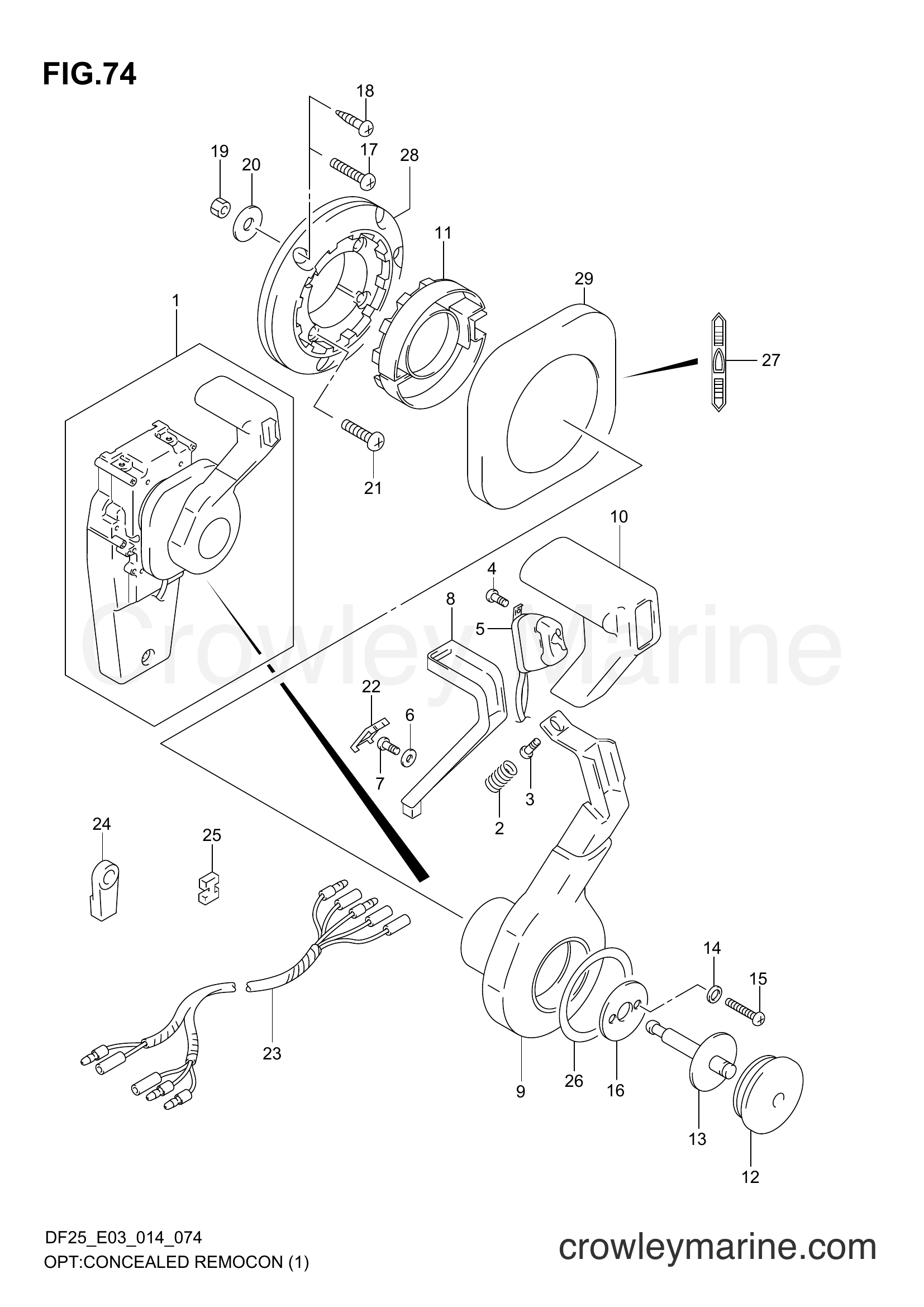 Suzuki Marine DF25 02503F-410001~ - OPT:CONCEALED REMOCON (1) (DF25R E03)