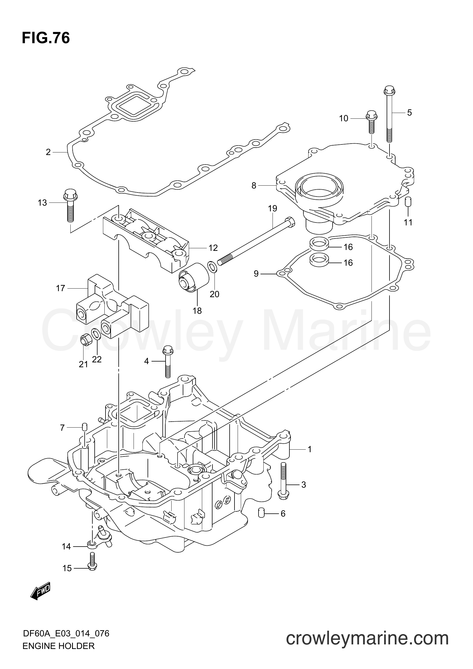 Suzuki Marine DF50A 410001~ - ENGINE HOLDER (DF50AVT E03)