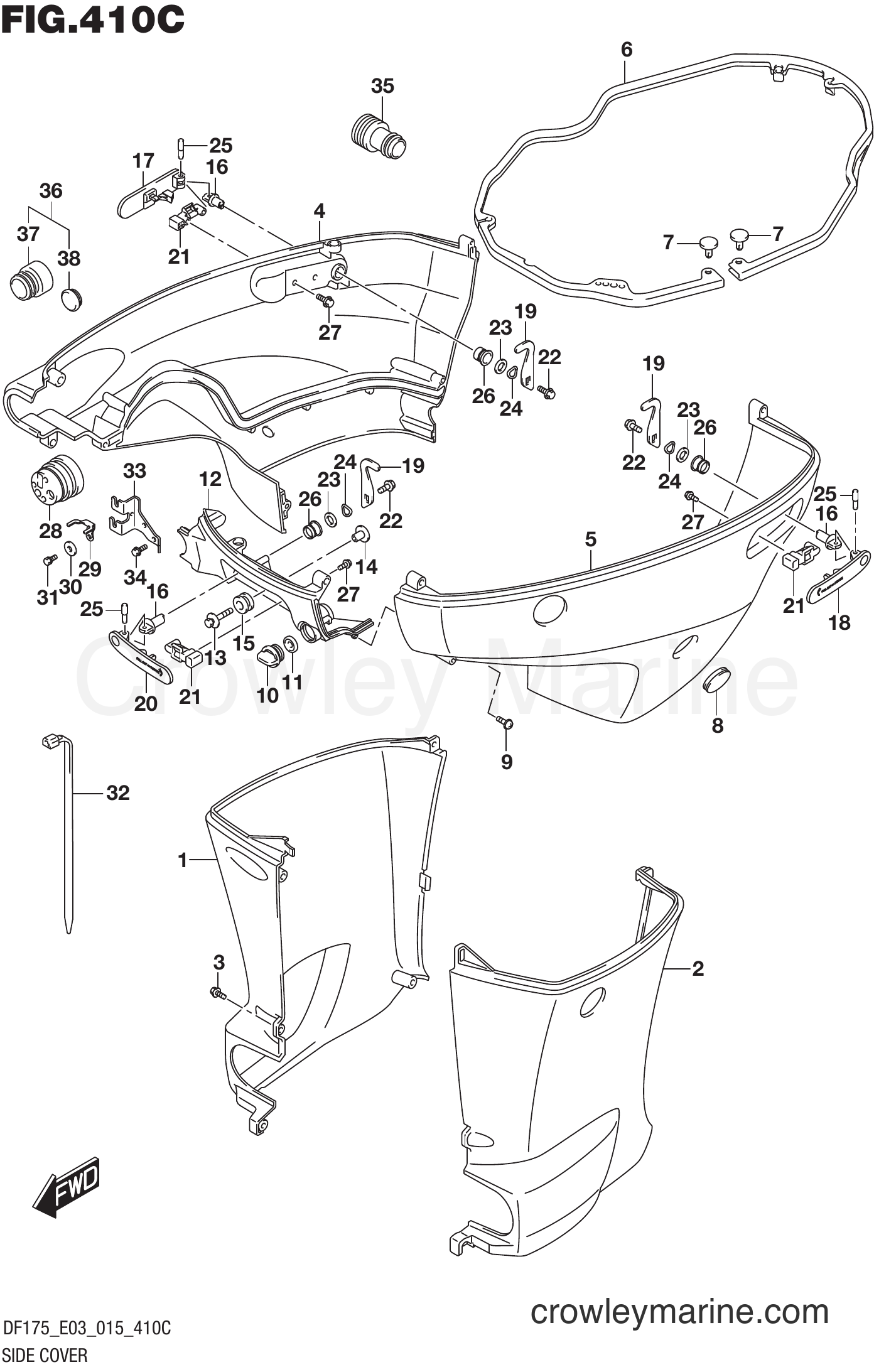 Suzuki Marine DF150 51001~ - SIDE COVER (DF150Z E03)