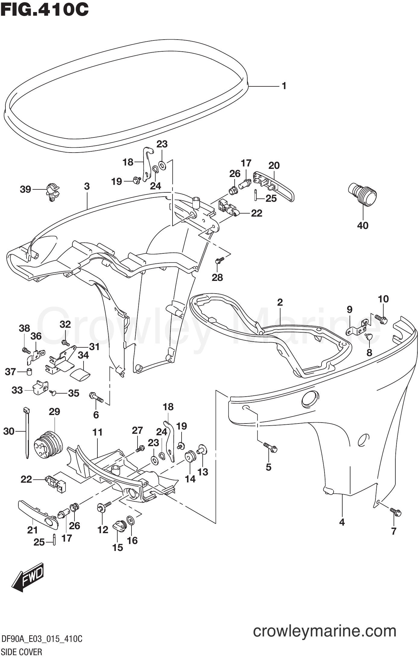 Suzuki Marine DF90AT 510001 - SIDE COVER (DF90A E03)
