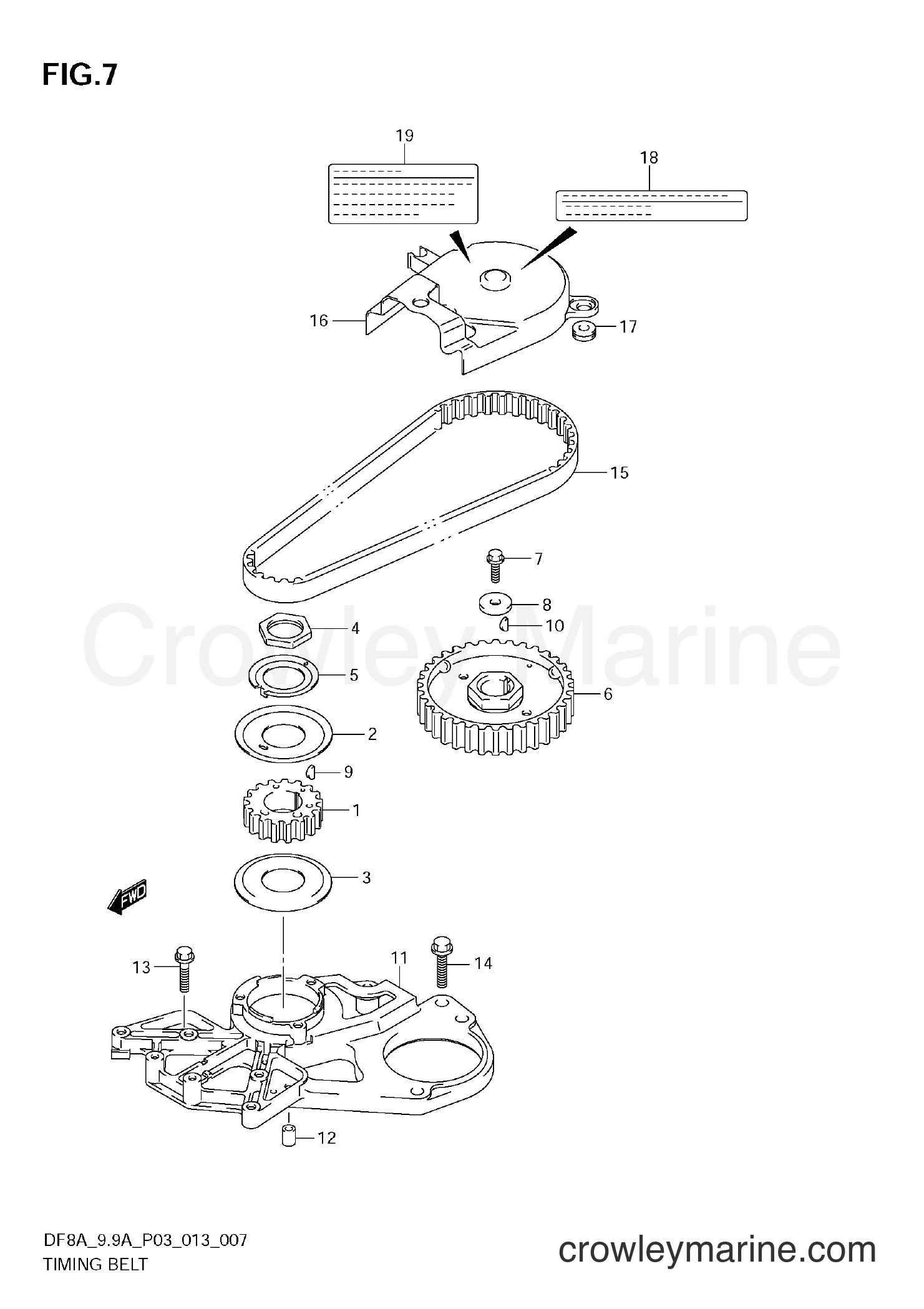 Suzuki Marine DF8A 310001~ - TIMING BELT (DF9,9AR E03)
