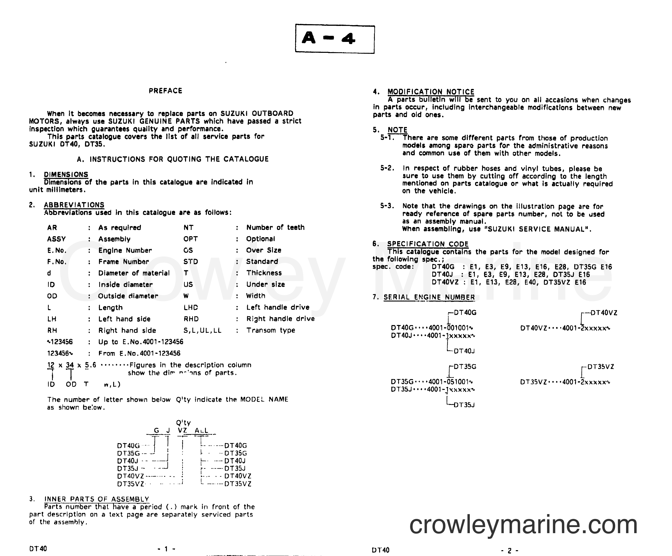 Suzuki Marine DT40 - PREFACE