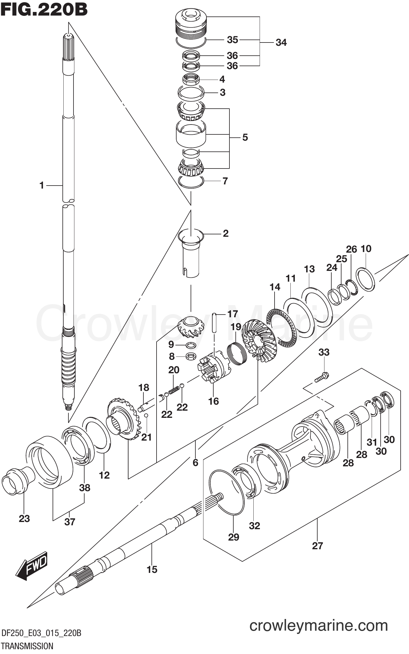 Suzuki Marine DF250 51001~ - TRANSMISSION (DF200Z E03)