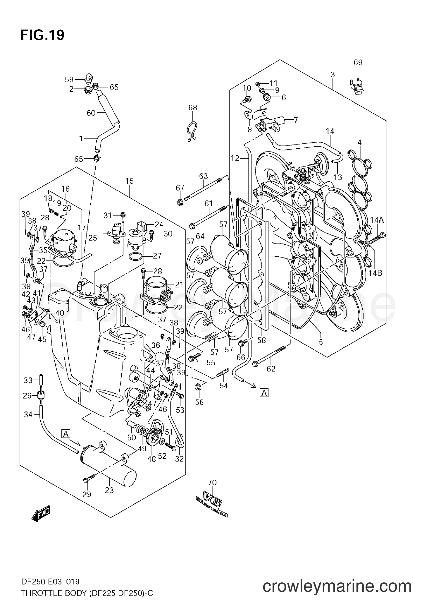 THROTTLE BODY (DF225,DF250) - 2004 Four-Stroke Outboard 200 DF200 ...