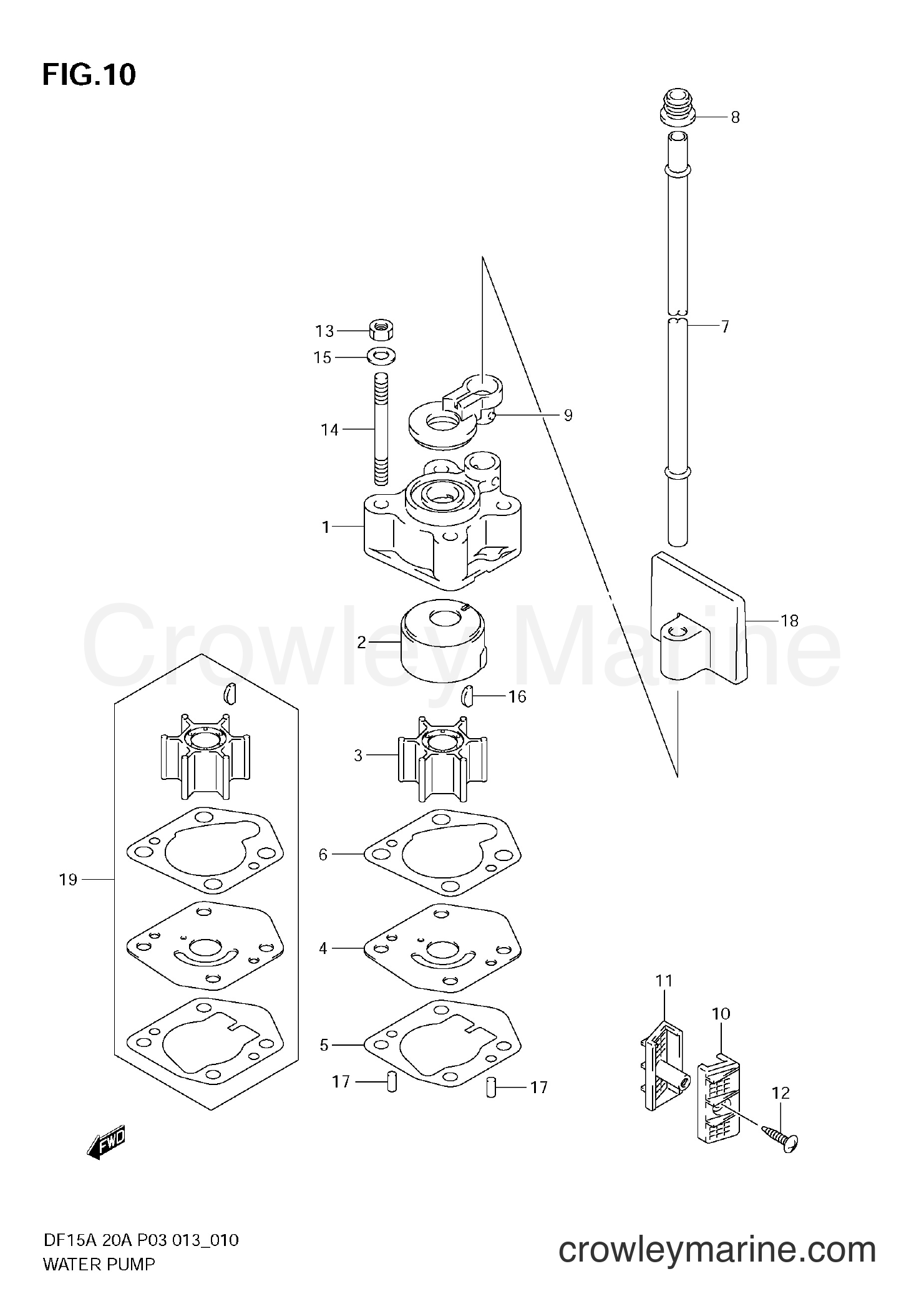 Suzuki Marine DF20A 02002F-310001~ - WATER PUMP