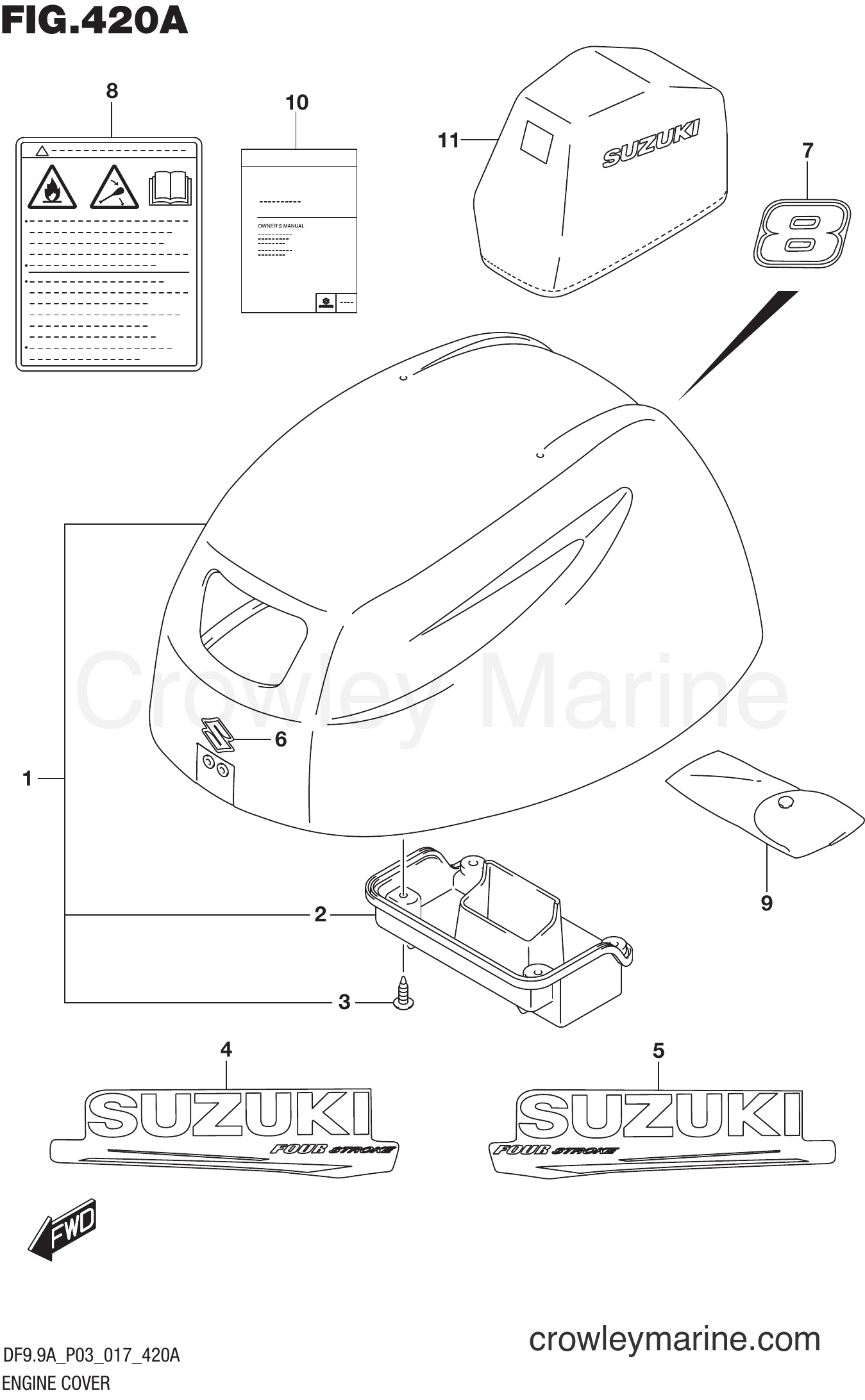 Suzuki Marine DF9.9AR 710001~ - ENGINE COVER (DF8A P03)