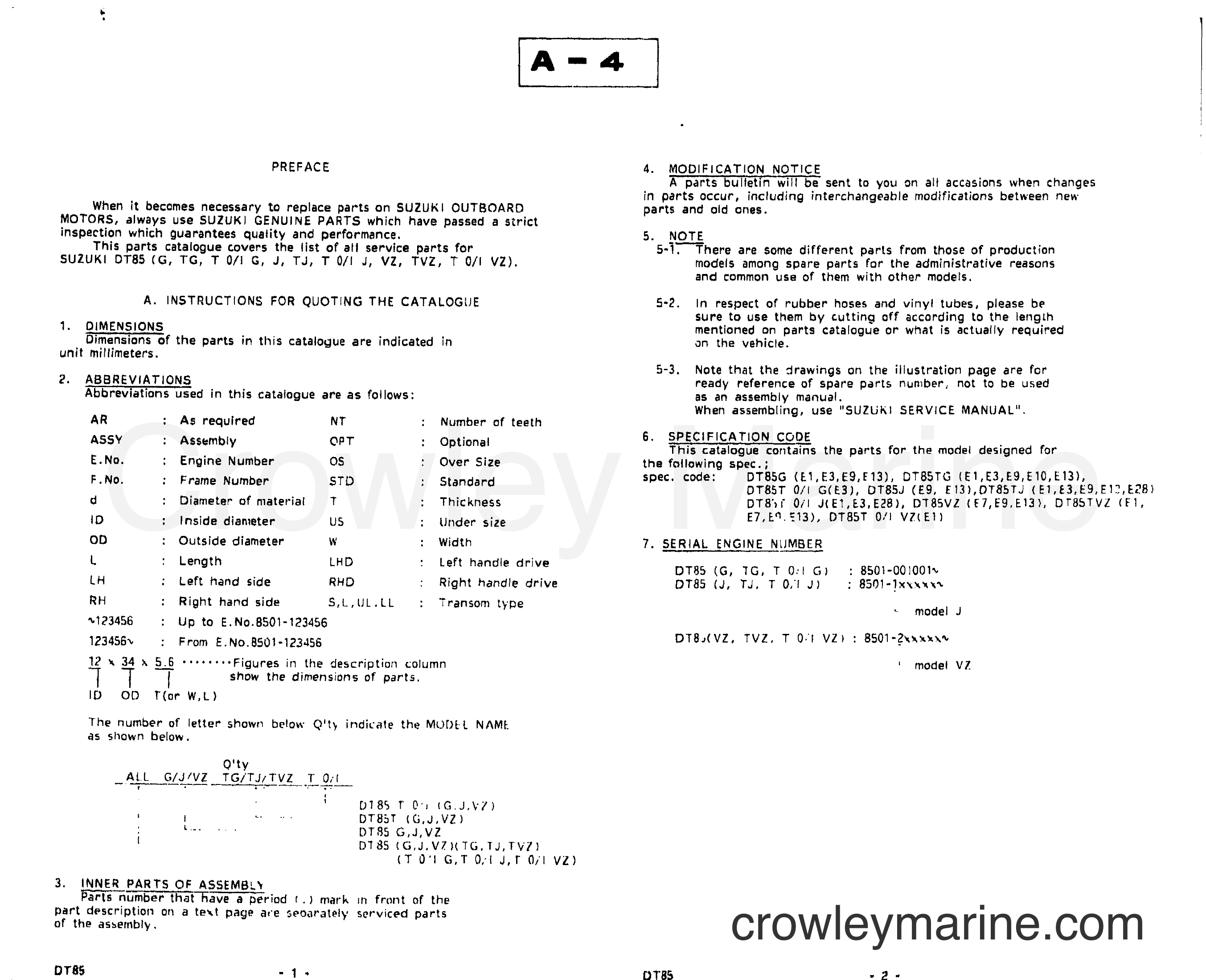 Suzuki Marine DT85 - PREFACE