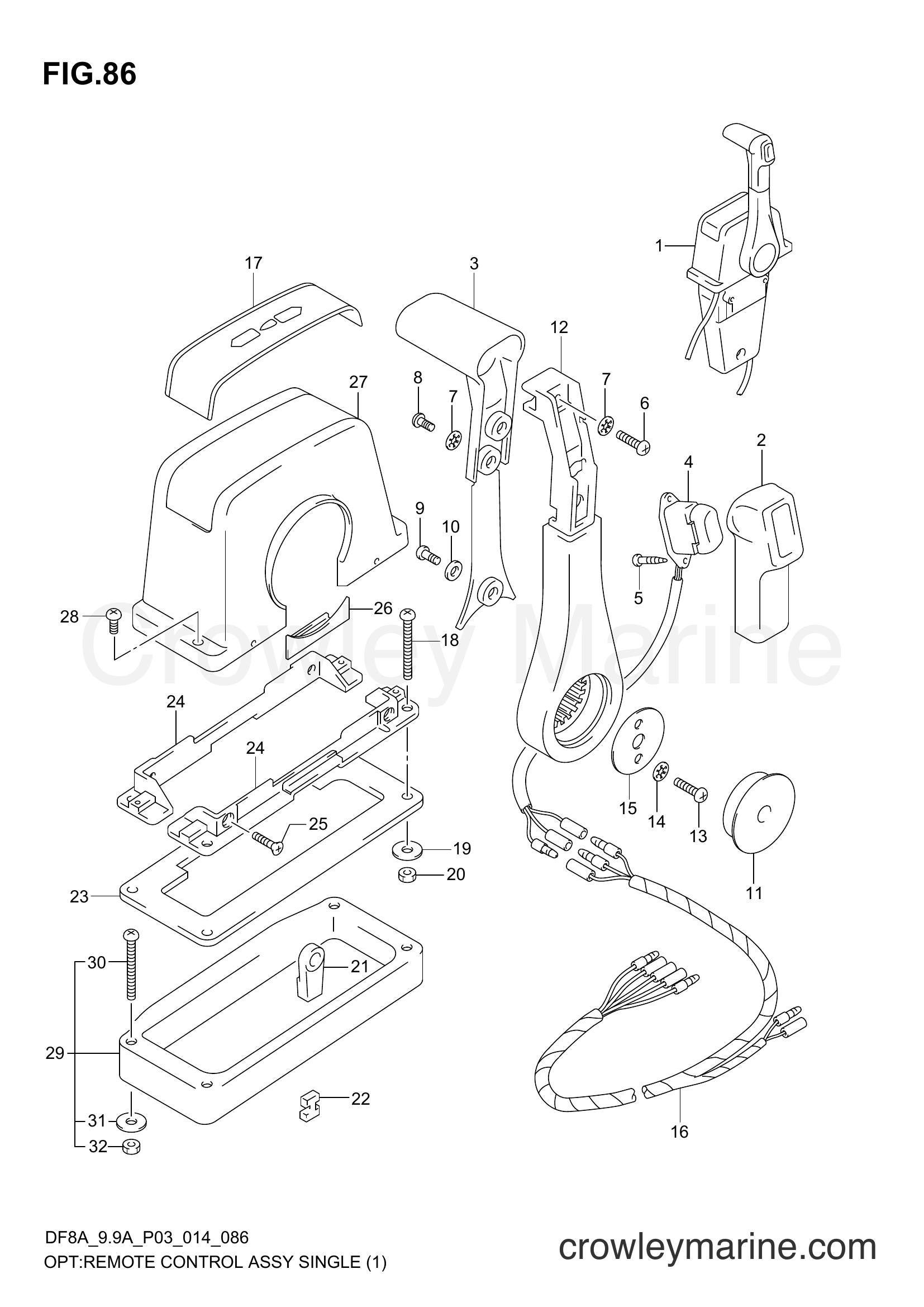 Suzuki Marine DF8A 410001~ - OPT:REMOTE CONTROL ASSY SINGLE (1)
