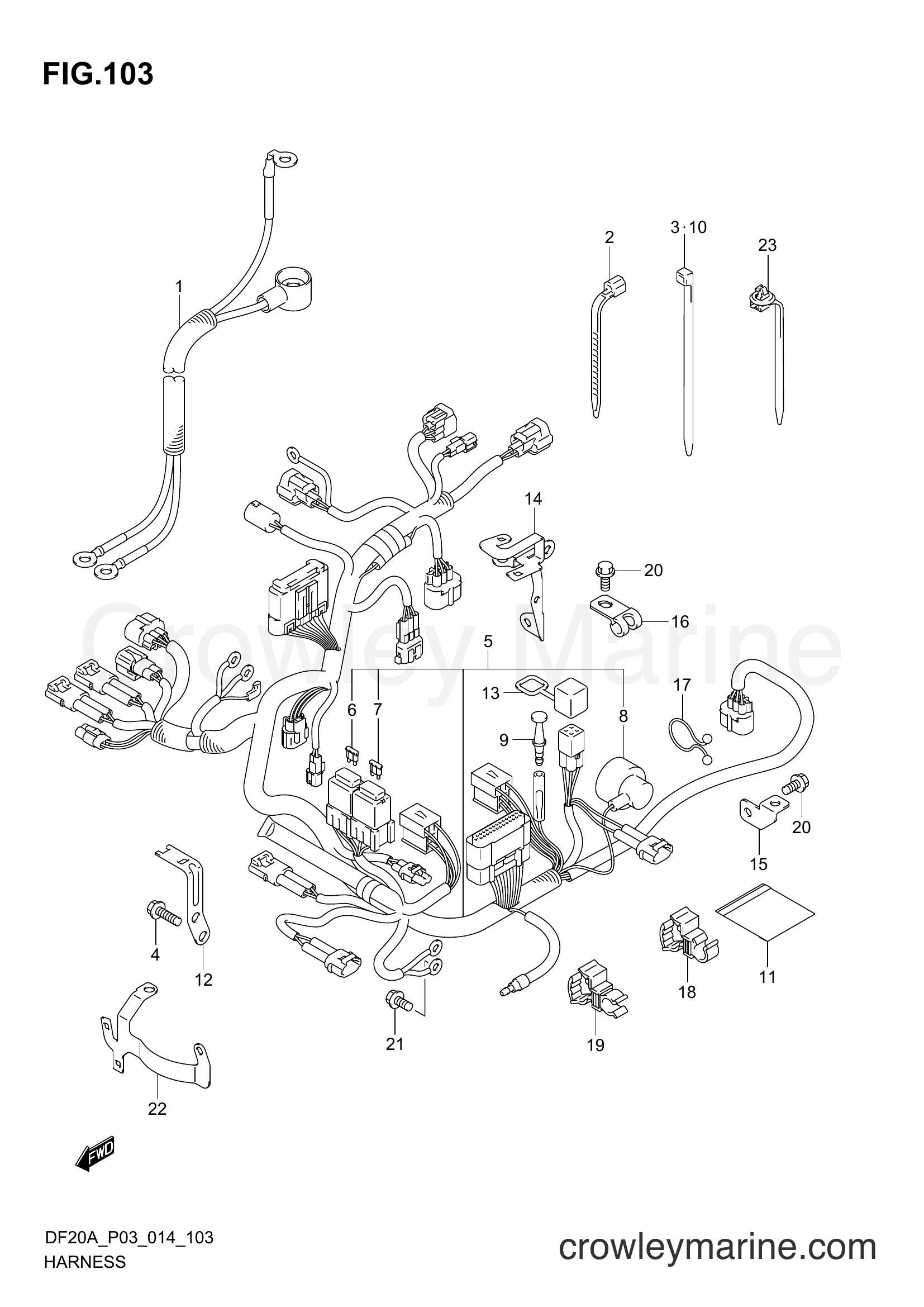 Suzuki Marine DF9.9B 02002F-410001~ - HARNESS (DF20ATH P03)