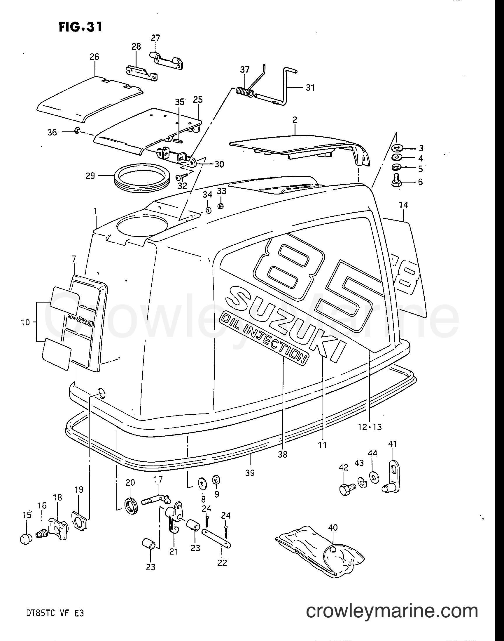 Suzuki Marine DT85 - ENGINE COVER (MODEL QD/VE)