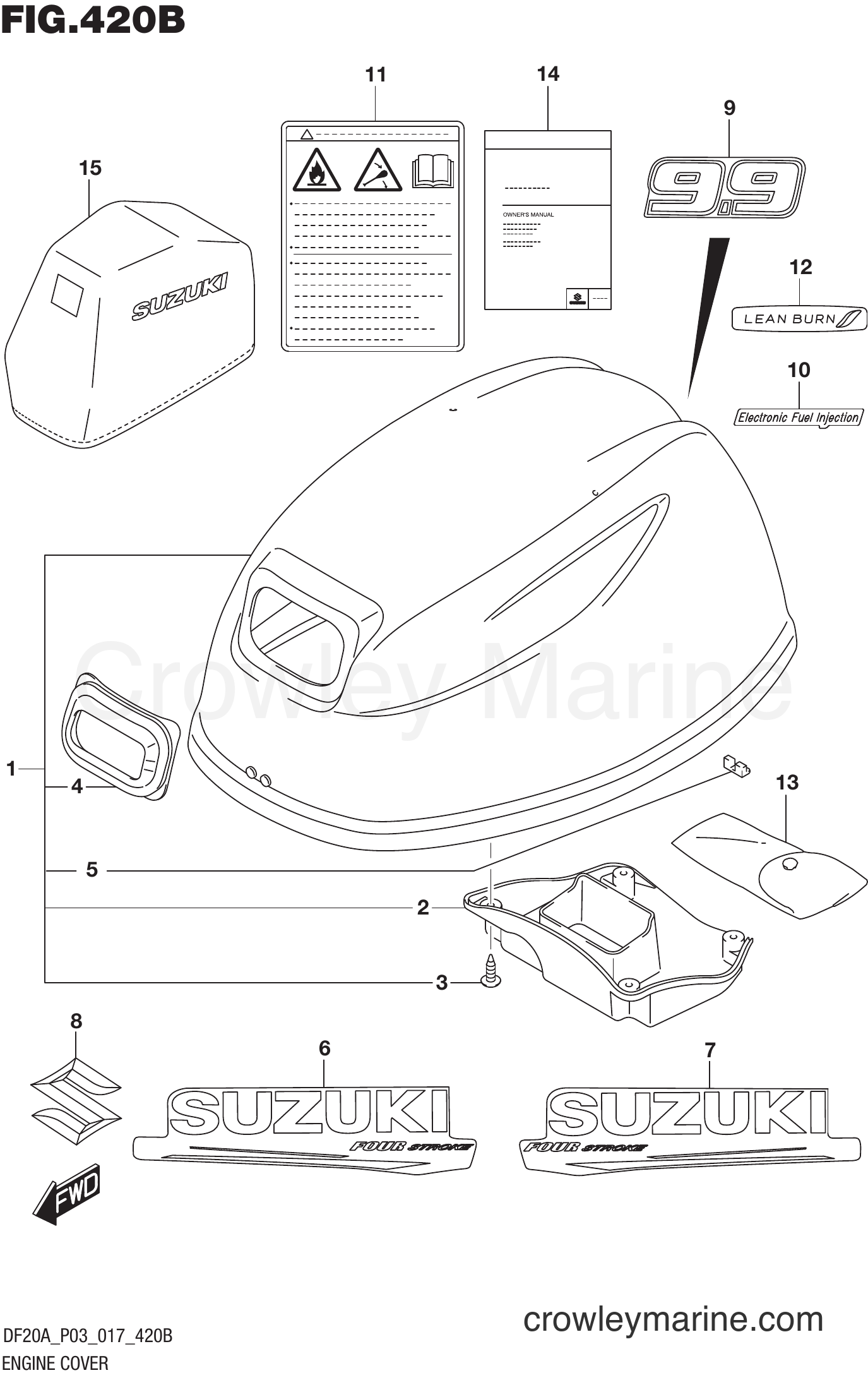 Suzuki Marine DF20AR 710001~ - ENGINE COVER (DF9.9BR P03)