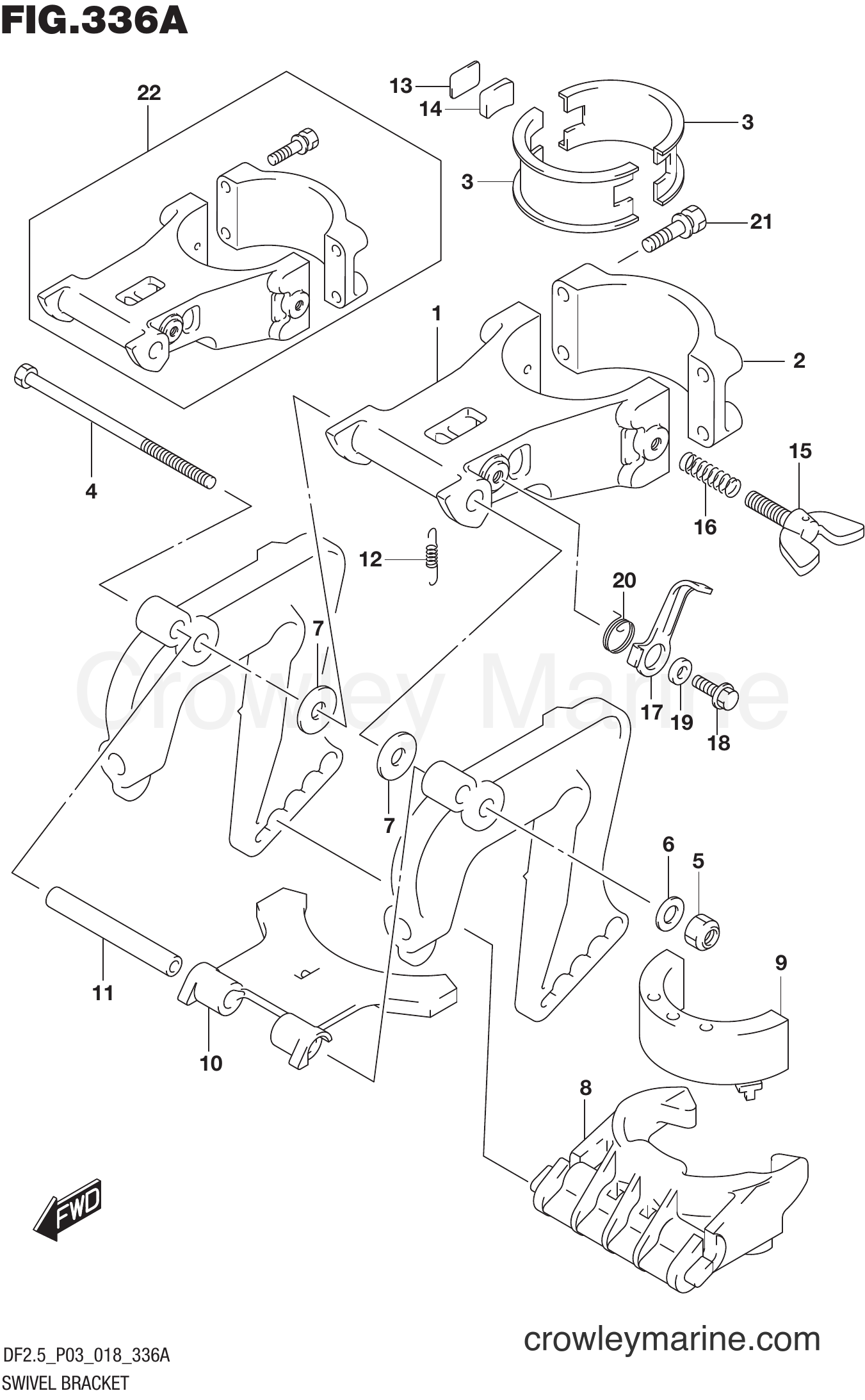 Suzuki Marine DF2.5 00252F-810001~ - SWIVEL BRACKET
