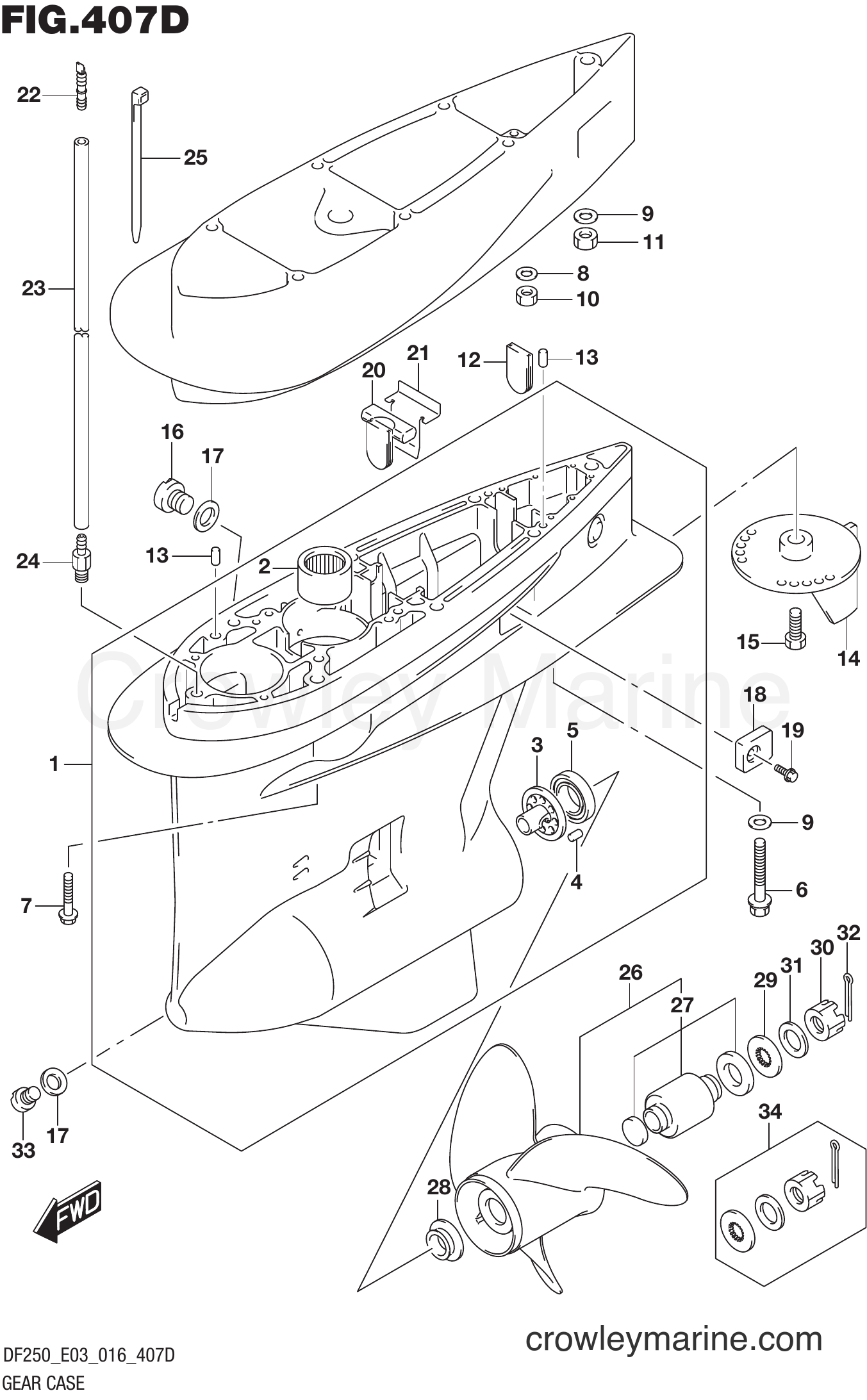 Suzuki Marine DF225T 610001 - GEAR CASE (DF225Z E03)