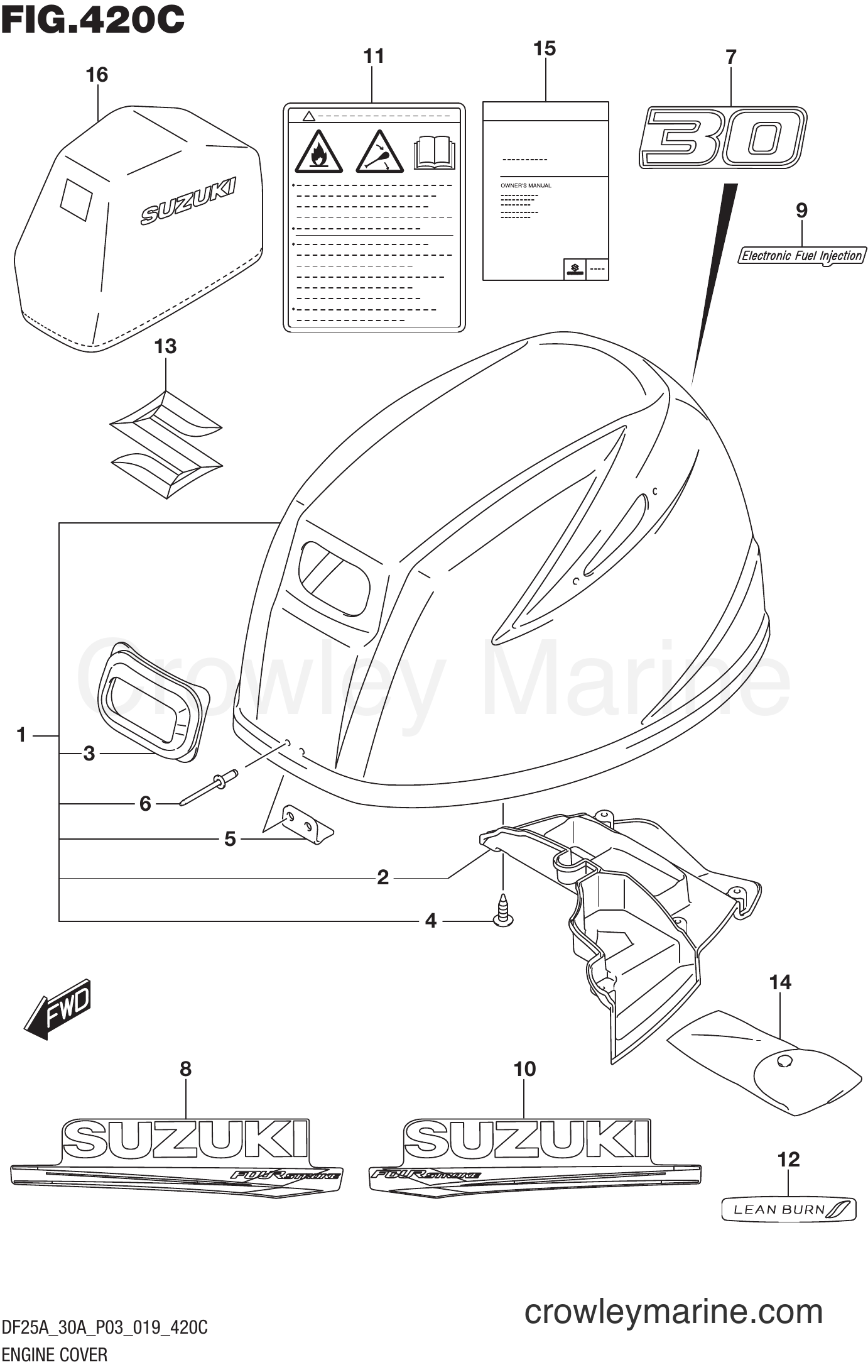 Suzuki Marine DF25ATH 910001~ - ENGINE COVER (DF30AT)(DF30ATH)