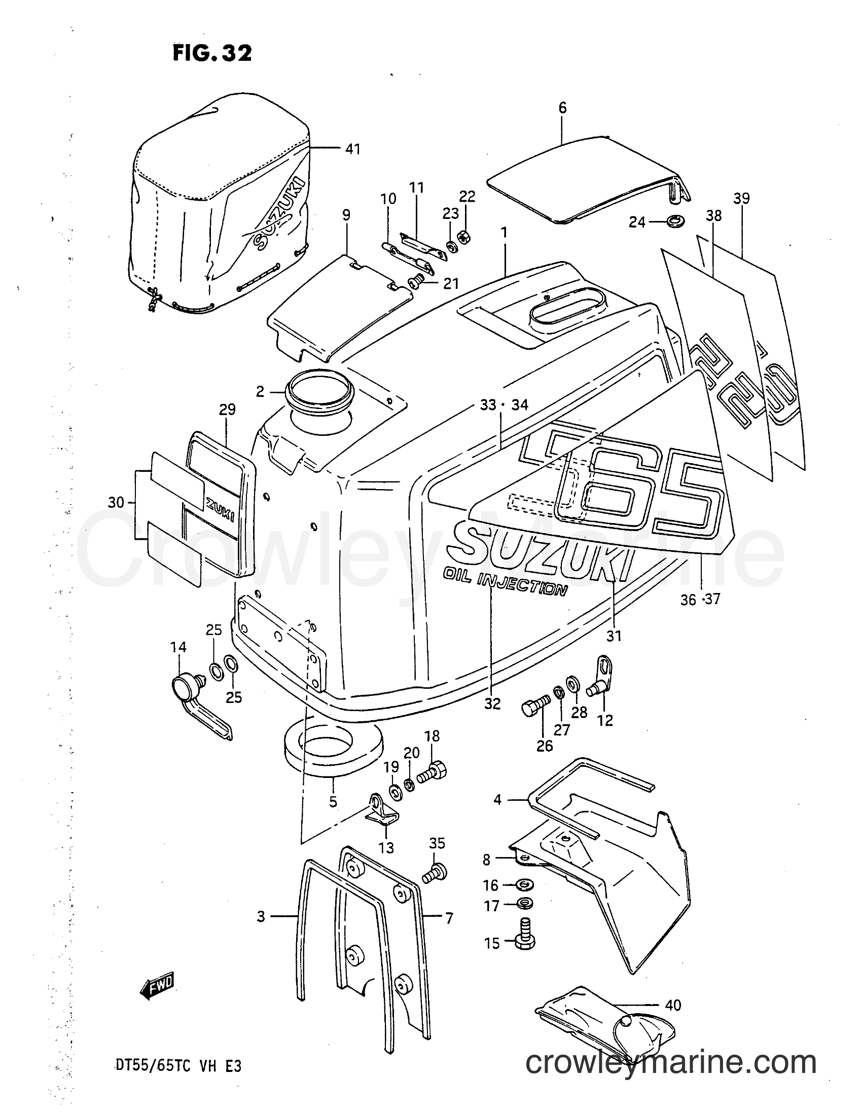 Suzuki Marine DT65 - ENGINE COVER 1 (MODEL VF) 55 65