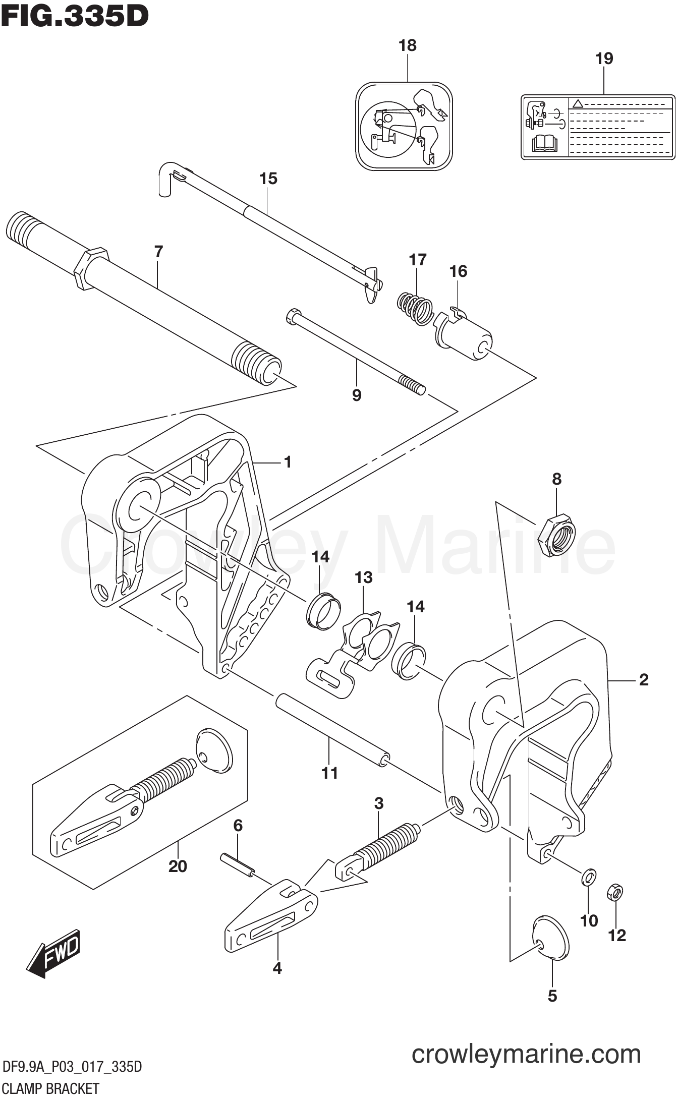 Suzuki Marine DF9.9A 710001~ - CLAMP BRACKET (DF9.9AR P03)