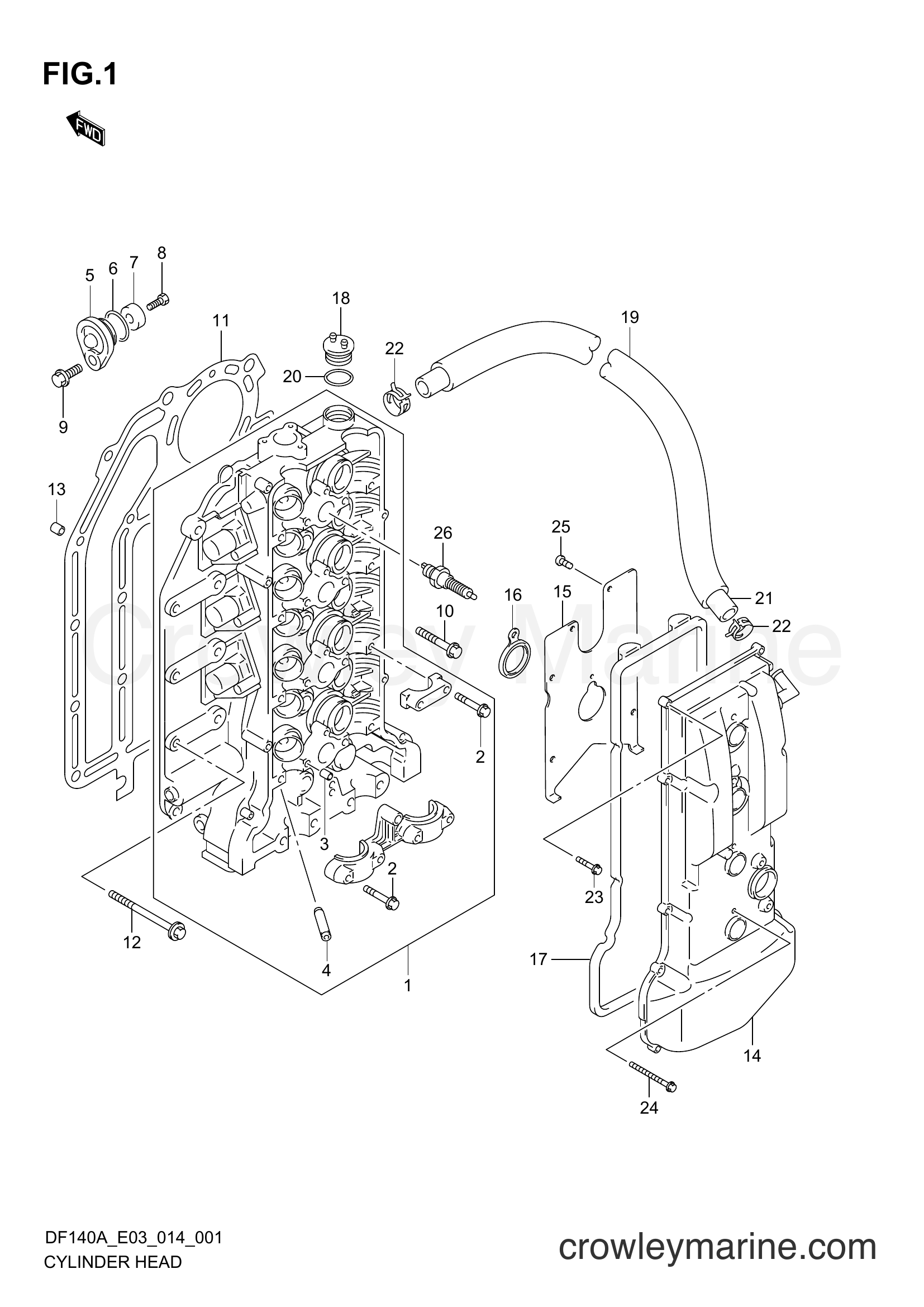 Suzuki Marine DF140AT 410001~ - CYLINDER HEAD