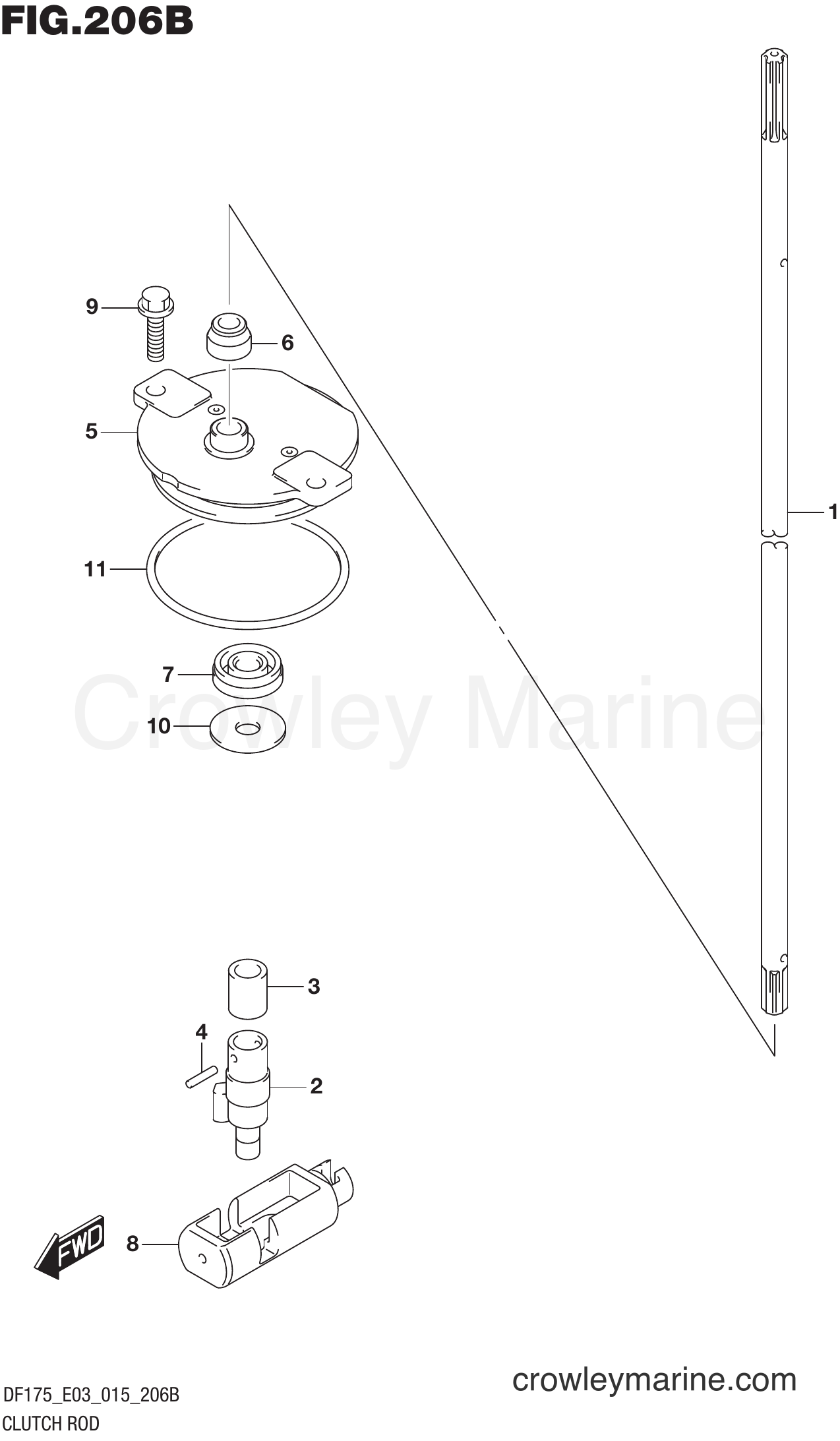 Suzuki Marine DF175ZG 51001~ - CLUTCH ROD (DF150TG E03)